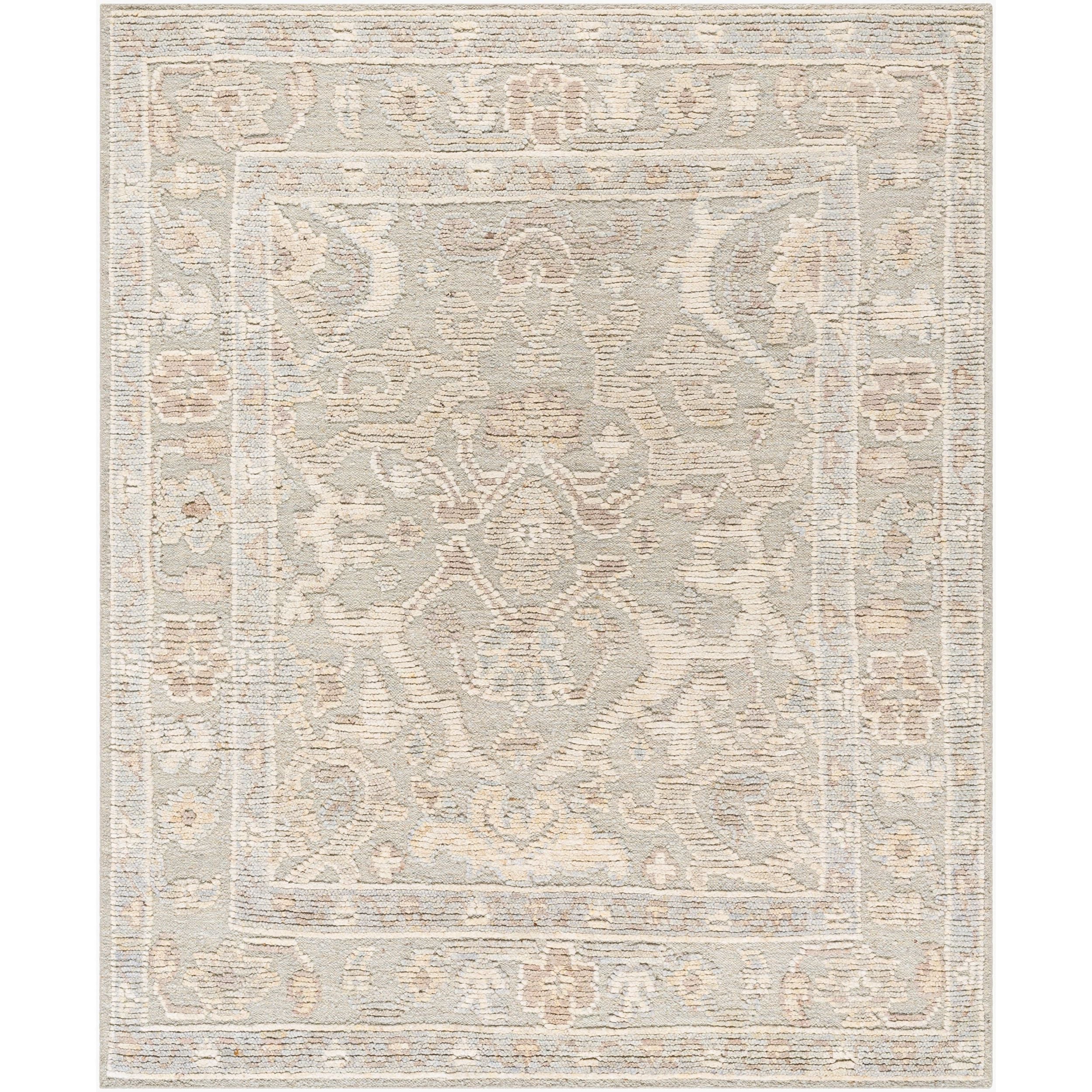 Surya Leros Hand Knotted Rug in pewter, sandstone and ivory