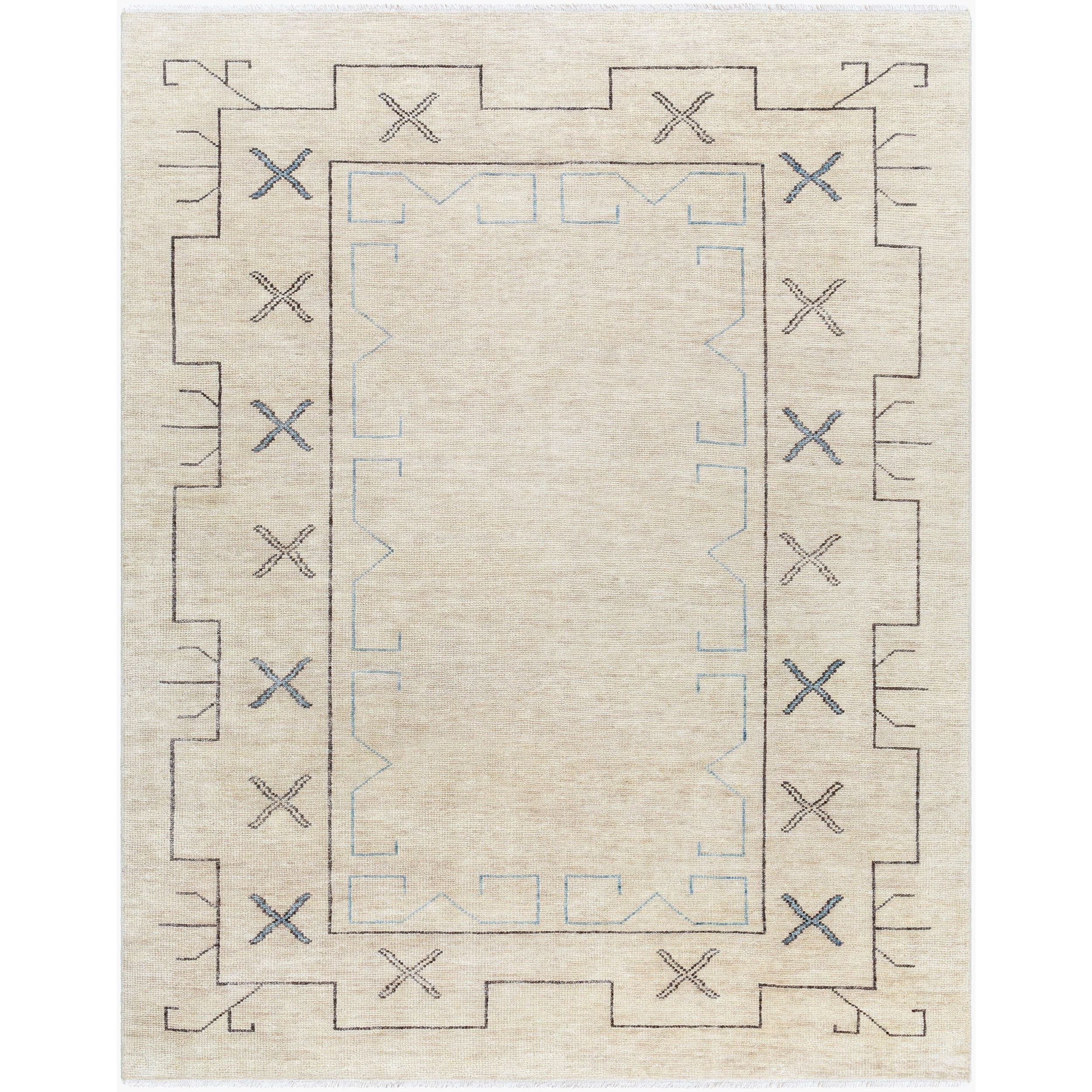 Surya Riviera RIV-2300 Hand Knotted Rug shown flat displaying its cream hand knotted design