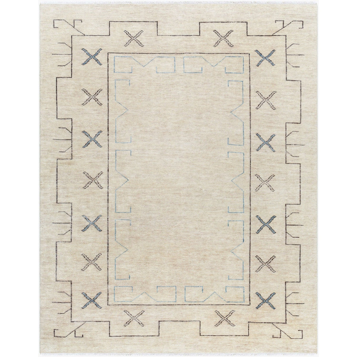 Surya Riviera RIV-2300 Hand Knotted Rug shown flat displaying its cream hand knotted design