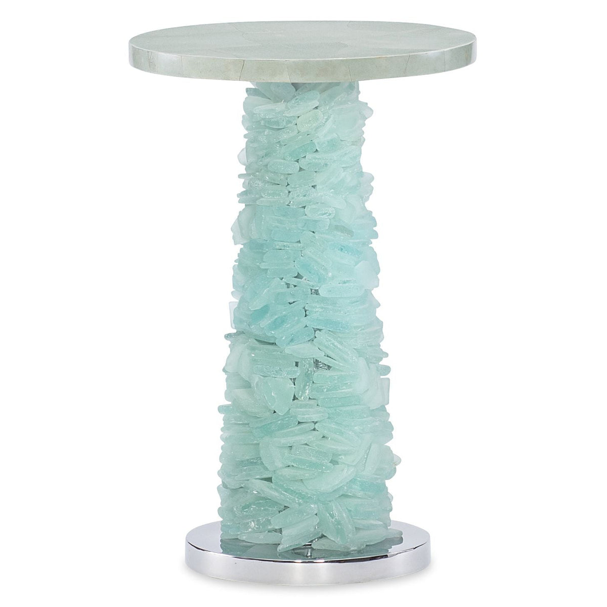 Margaritaville Sea Glass Spot Table in Sea foam stone top with clustered sea glass base, primary product view