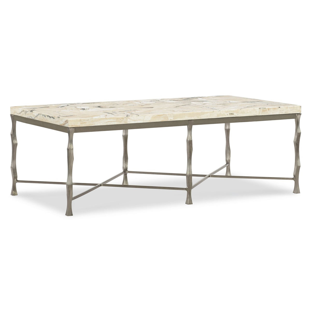 Margaritaville Mariner Rectangle Cocktail Table in onyx stone and champagne metal, primary product view