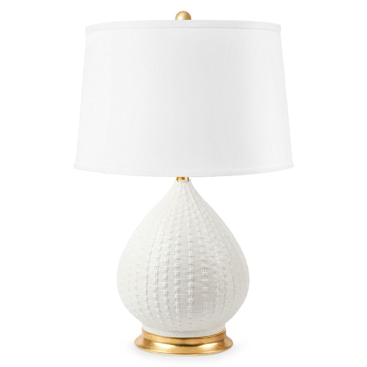 Villa and House Carla Table Lamp with Shade 17-inch White Linen, with Gold
