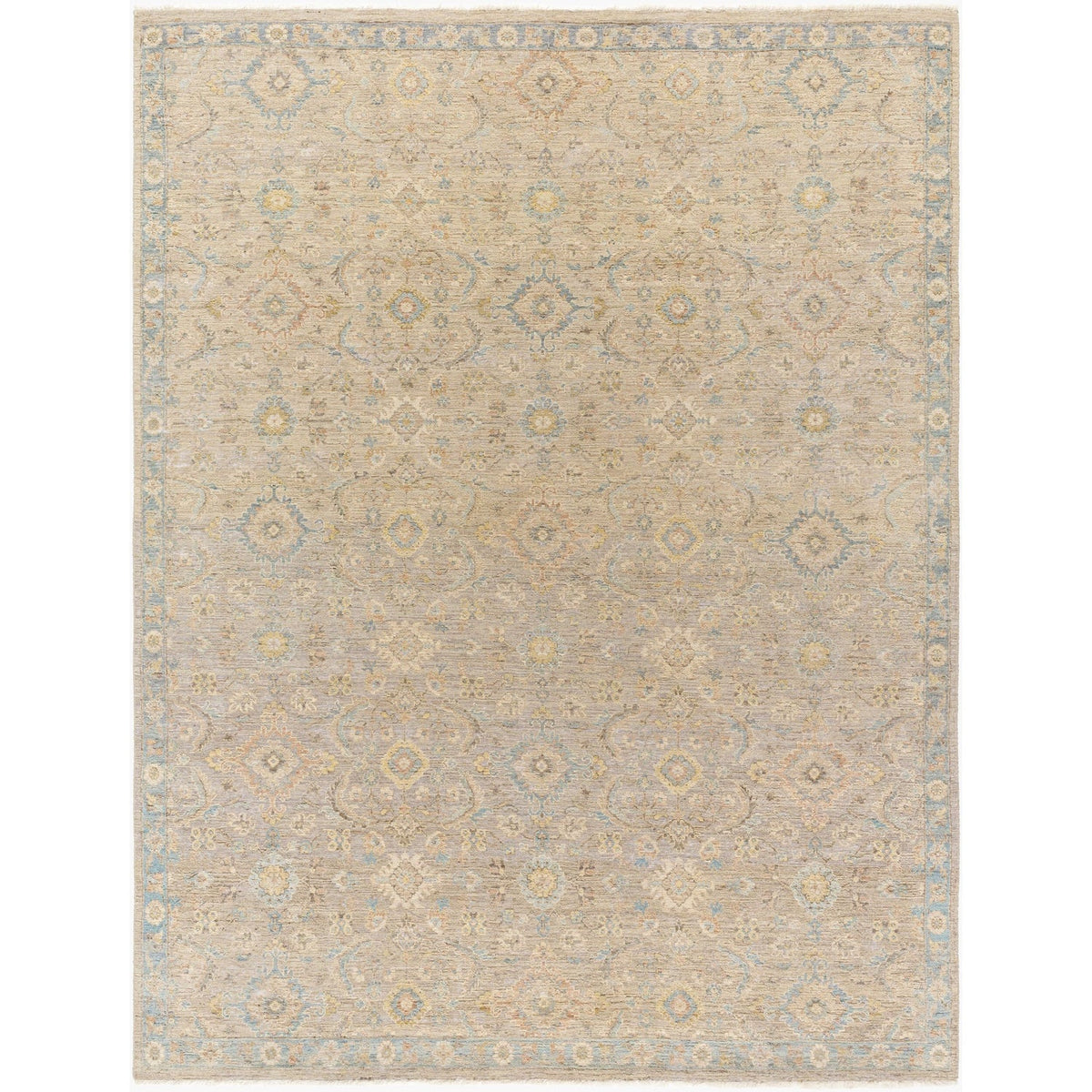 Surya Anatolia ANY-2308 Hand Knotted Rug in pure wool, Light Beige, Tan, Light Brown, Denim