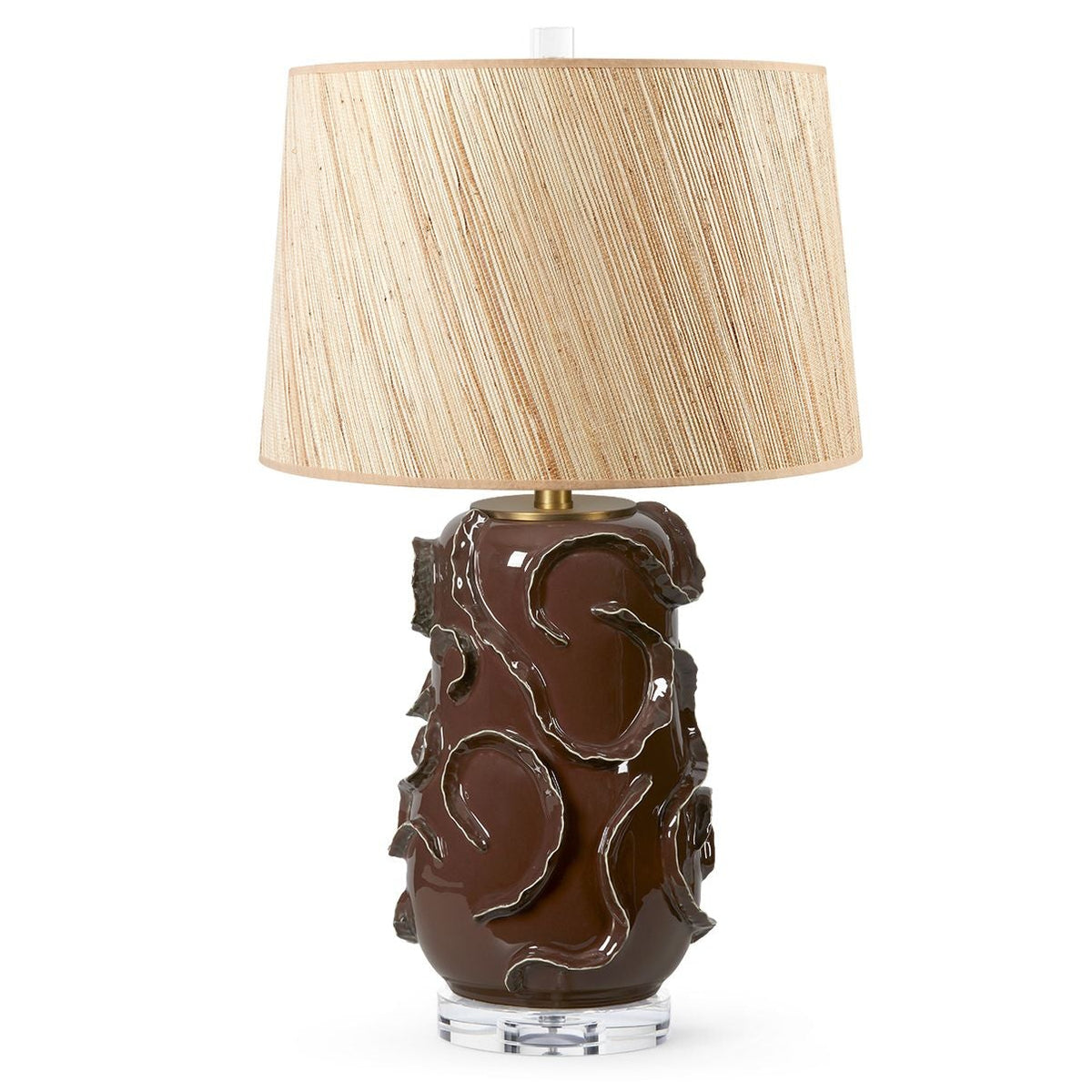 Villa and House Vinework Table Lamp with Shade 17-inch Papyrus, with Gold