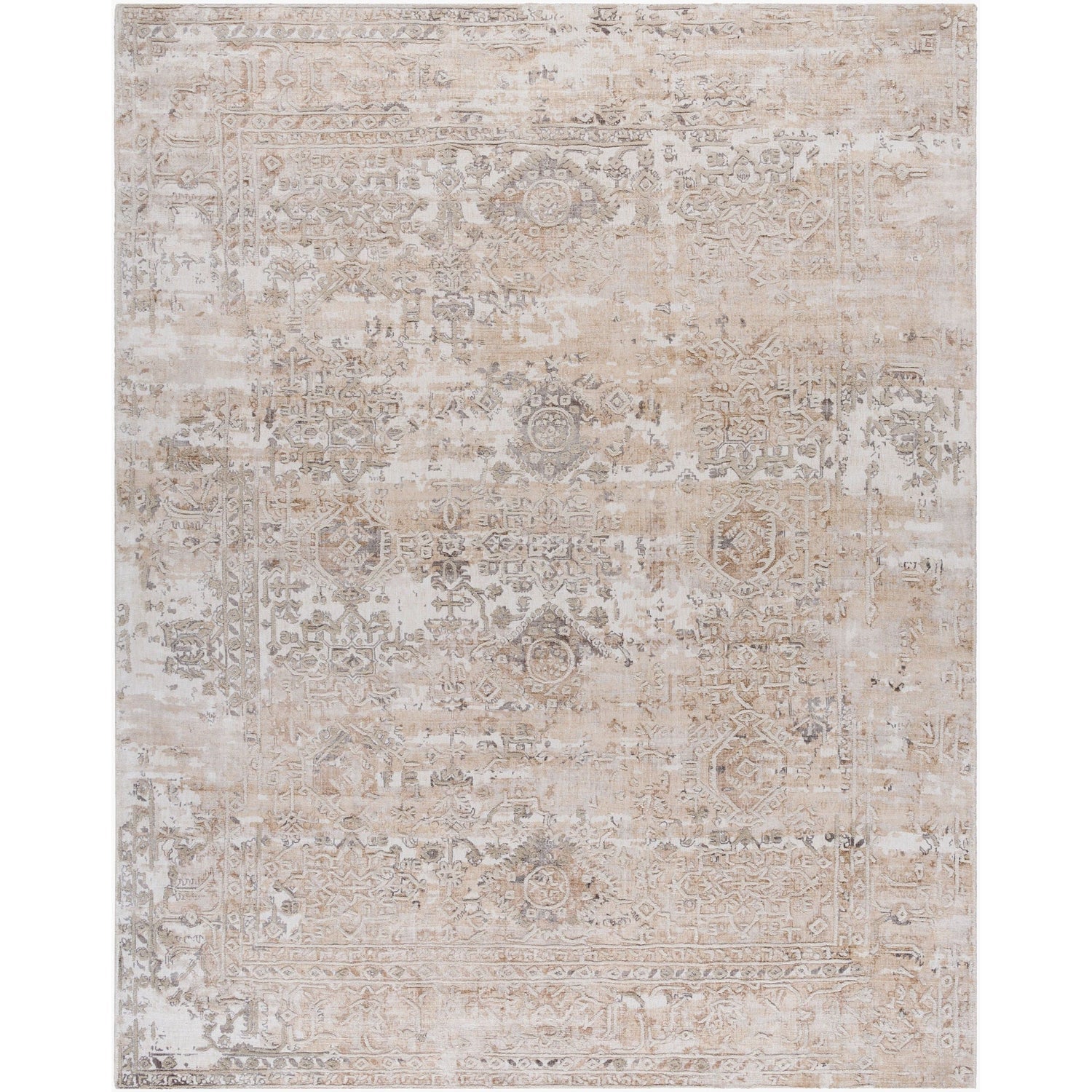 Surya Jordan JOR-2309 Hand Loomed Rug in pure viscose, Ivory, Sandstone, Taupe, Charcoal