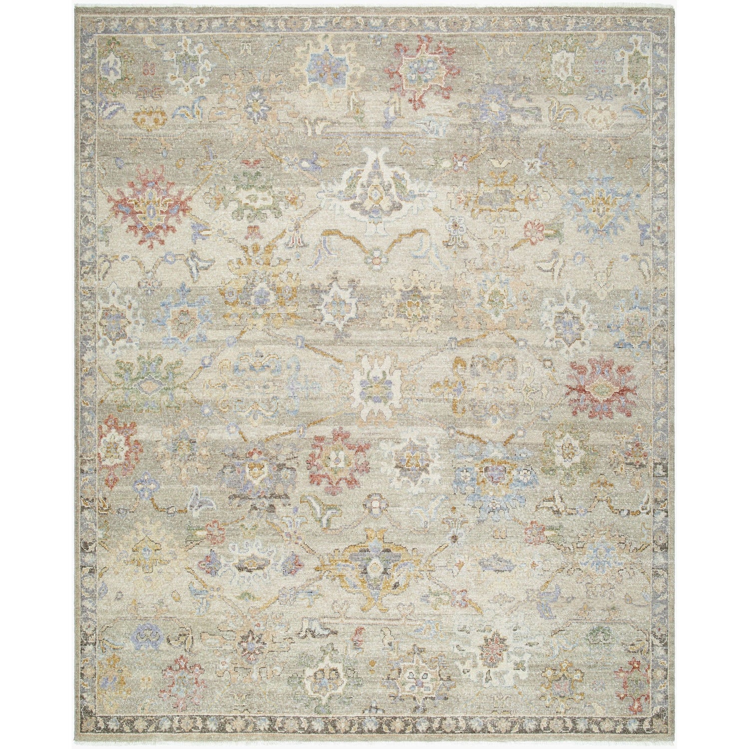 Surya Anelka ANK-2305 Hand Knotted Rug in pure wool, Ivory, Sage, Lavender, Mustard, Crimson, Sky Blue, Olive
