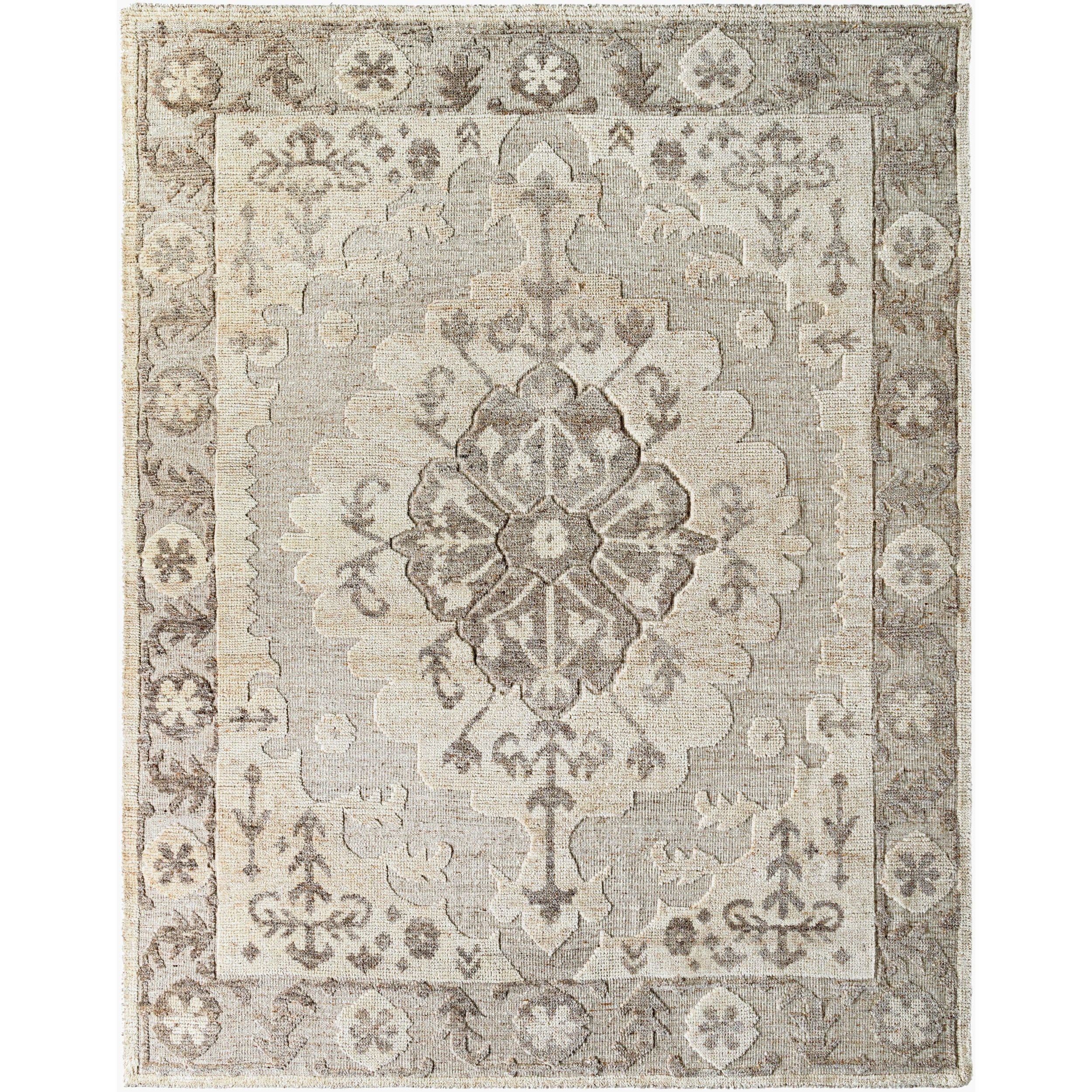 Surya Hadiya Hand Knotted Rug in Taupe, Ivory, Stone Grey, Charcoal and Sand
