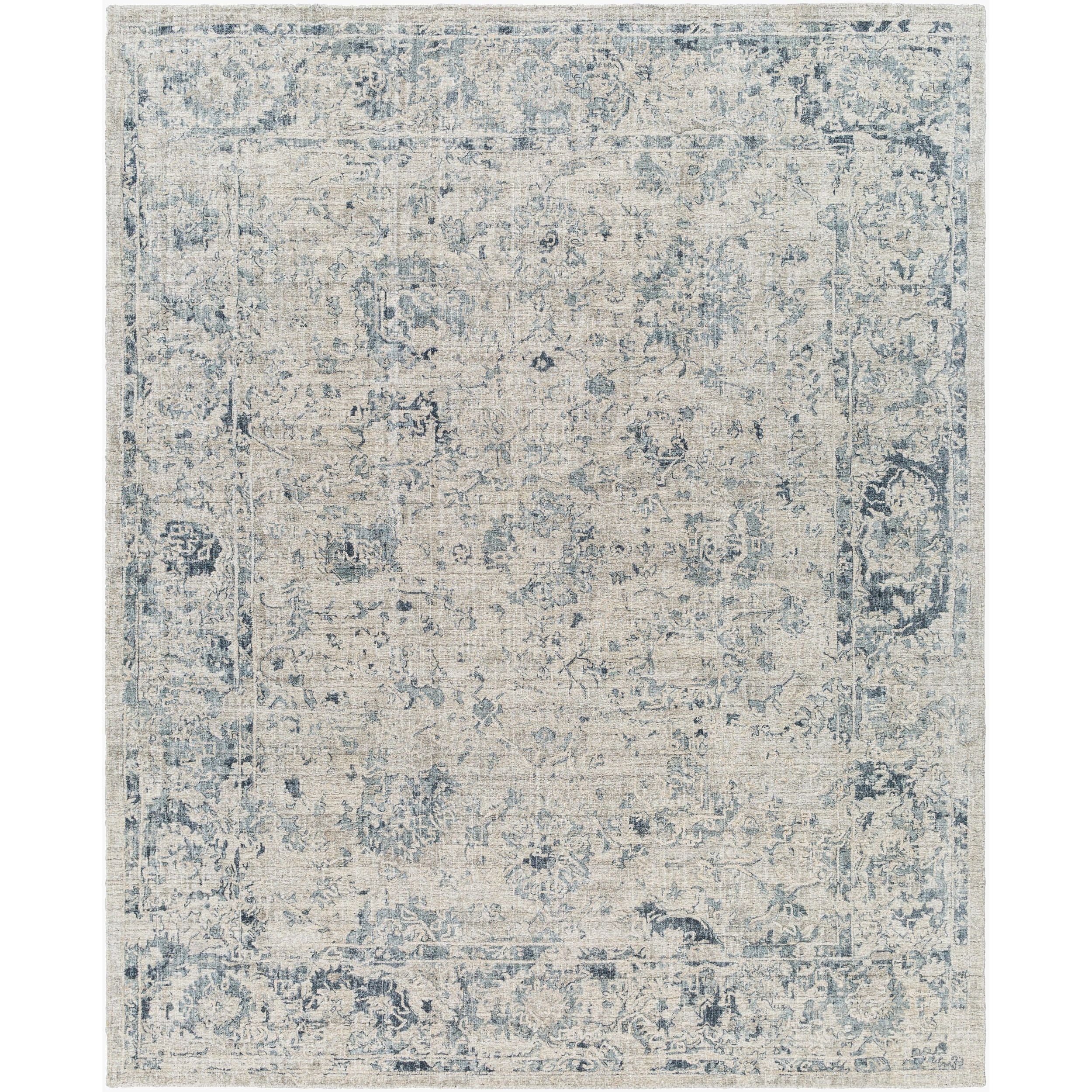 Surya Jordan JOR-2303 Hand Loomed Rug in viscose and New Zealand wool, Ink Blue, White, Olive, Light Gray, Gray, Light Blue