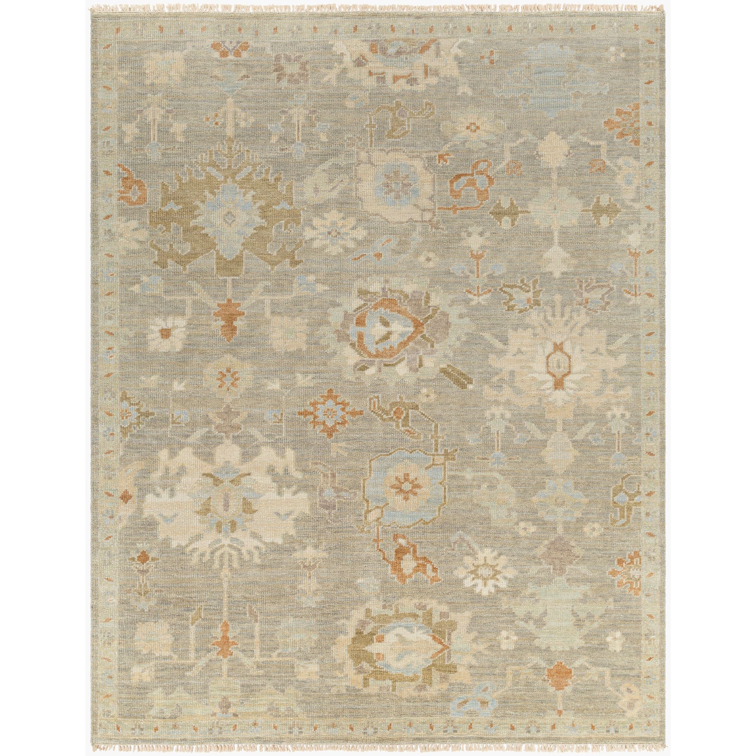 Surya Antalya AAT-2300 Hand Knotted Rug in Tan, Beige, Light Brown, Gray and Blue