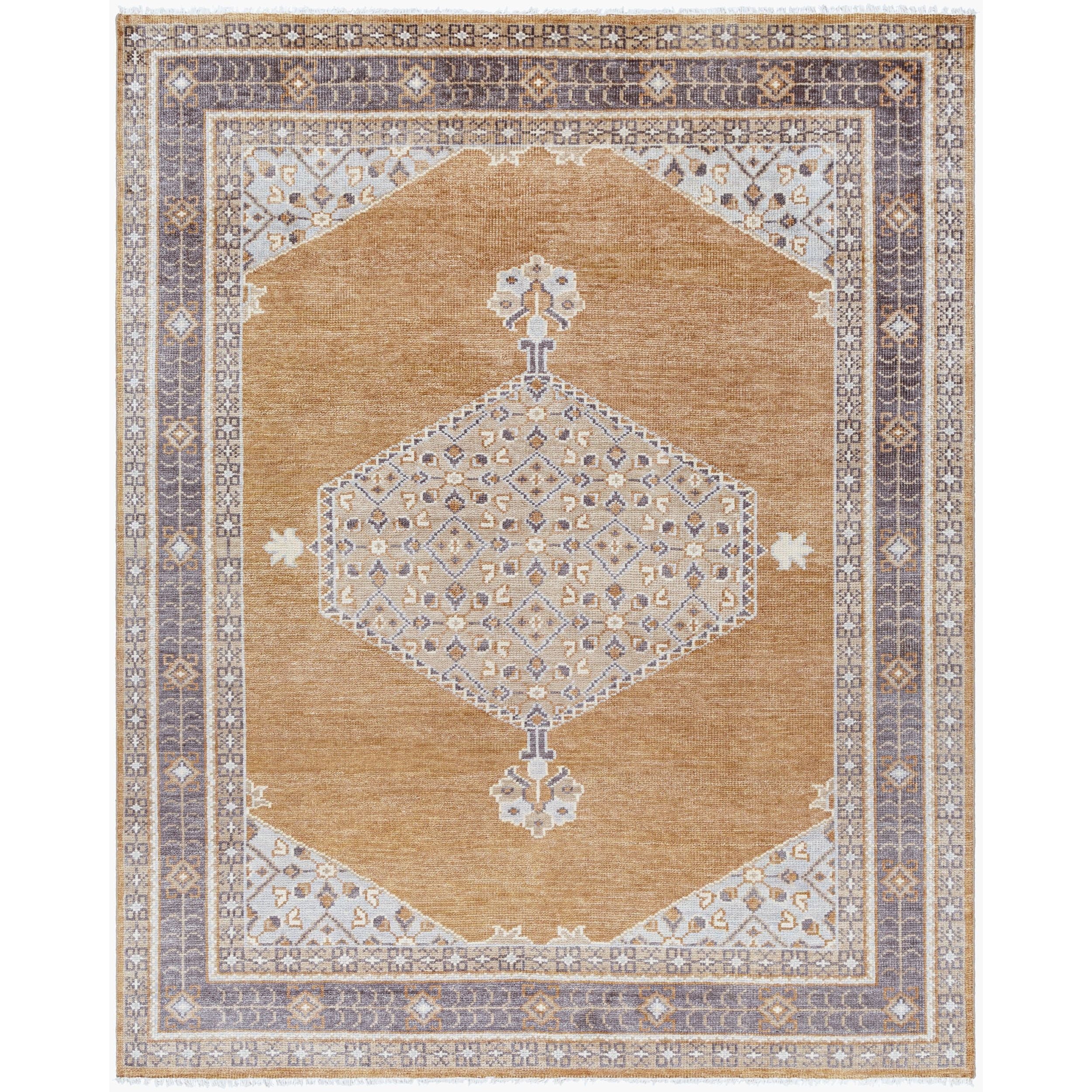 Surya Riviera RIV-2302 Hand Knotted Rug shown flat displaying its amber hand knotted design