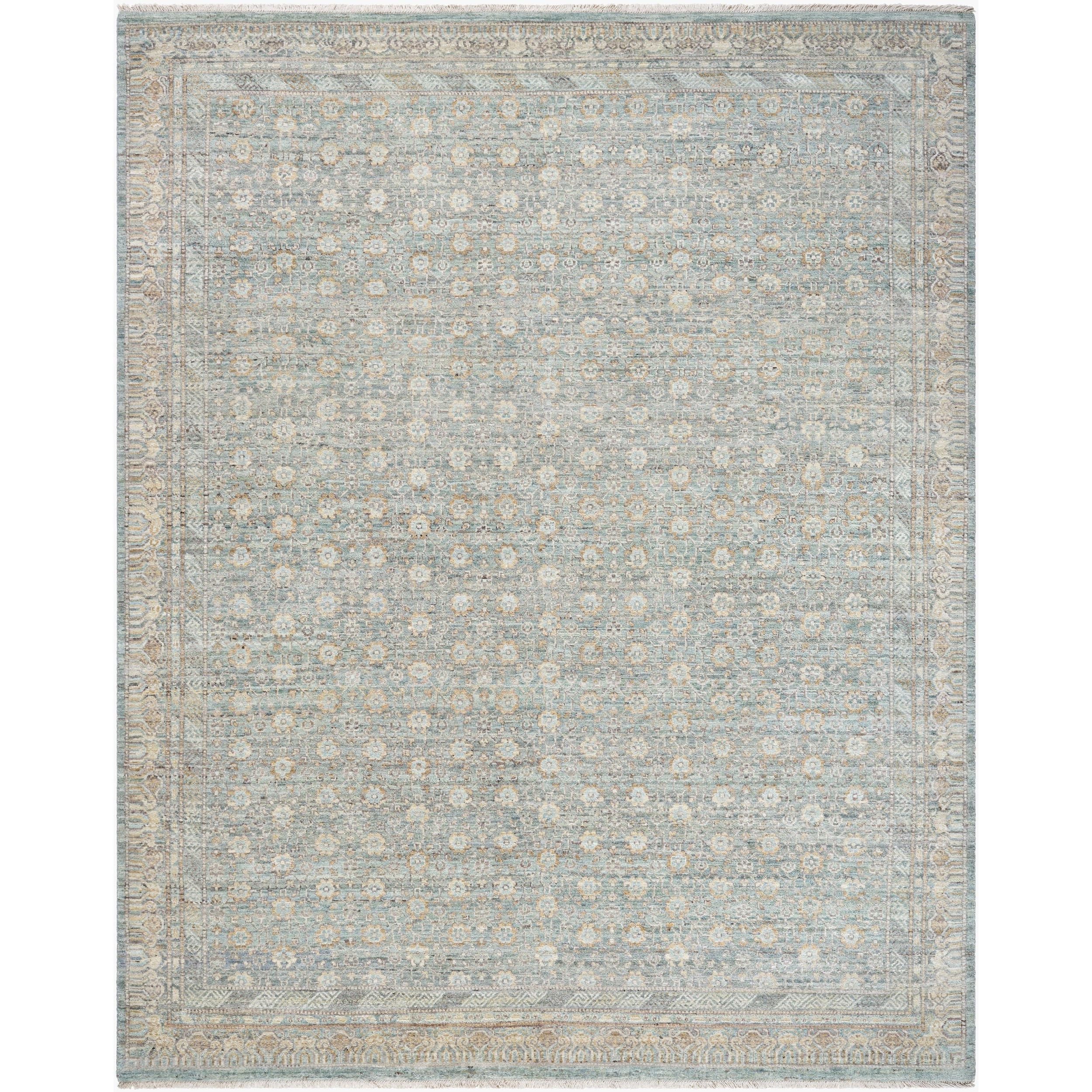 Surya Zeenat ZNT-2304 Hand Knotted Rug in slate gray, dusty blue and ivory