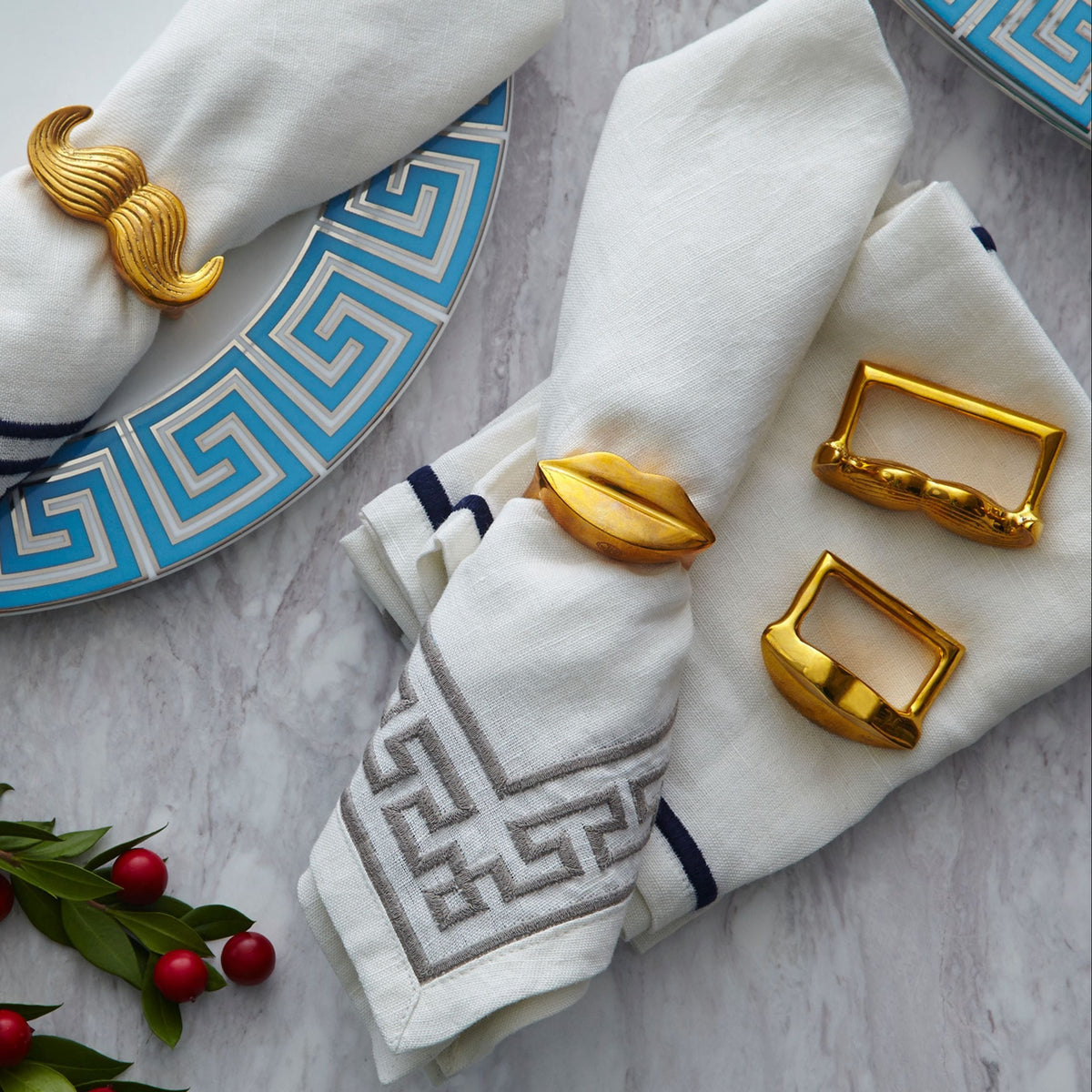 Jonathan Adler Brass Muse Napkin Rings