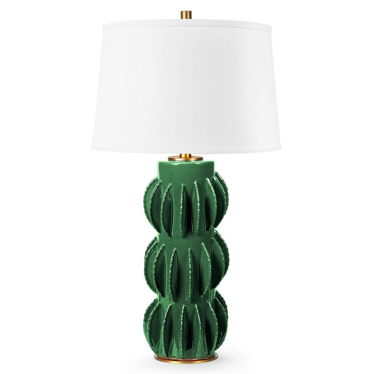 Villa and House Saguaro Table Lamp with Shade 17-inch White Linen, with Gold
