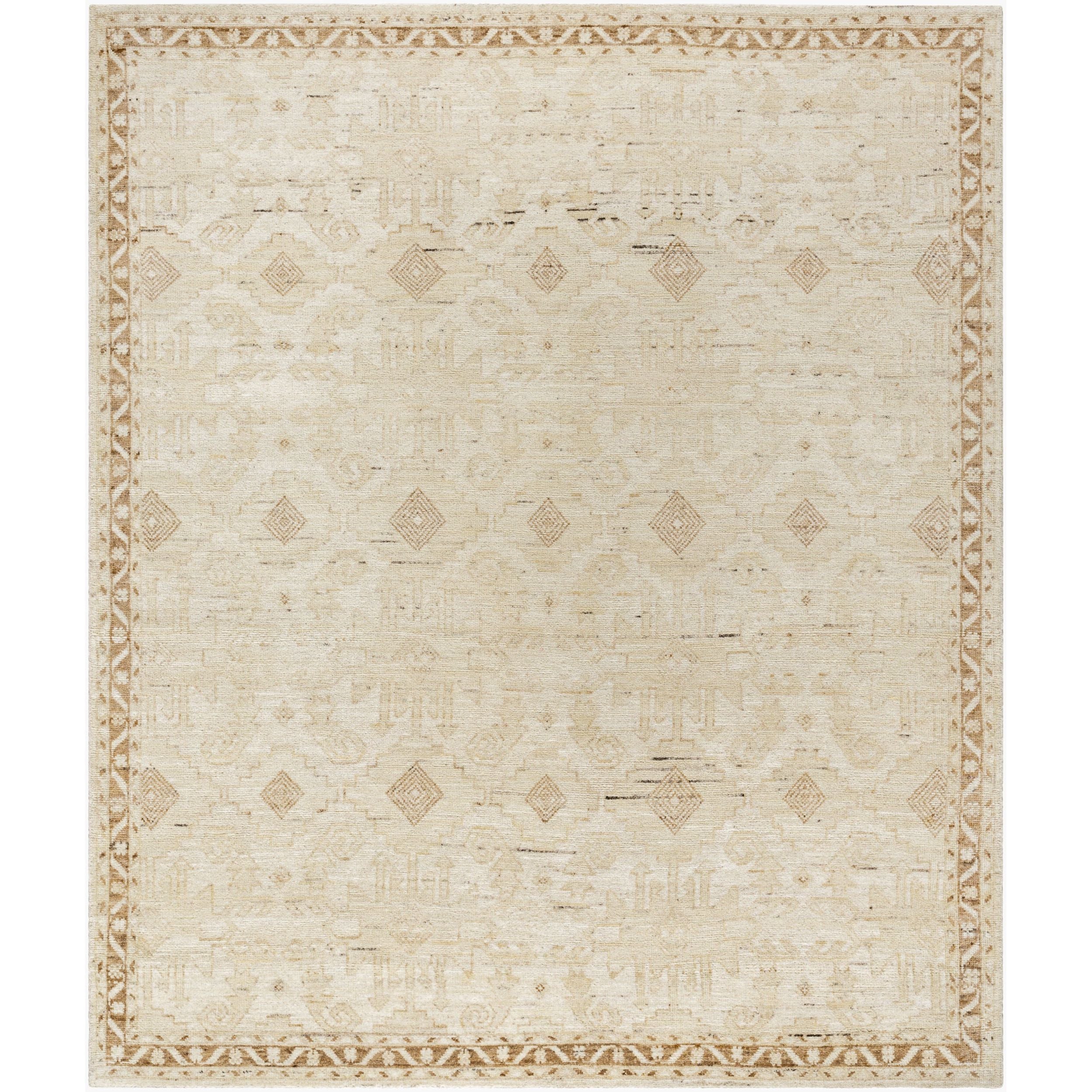 Surya Agora Hand Knotted Rug shown flat displaying its ivory hand knotted design
