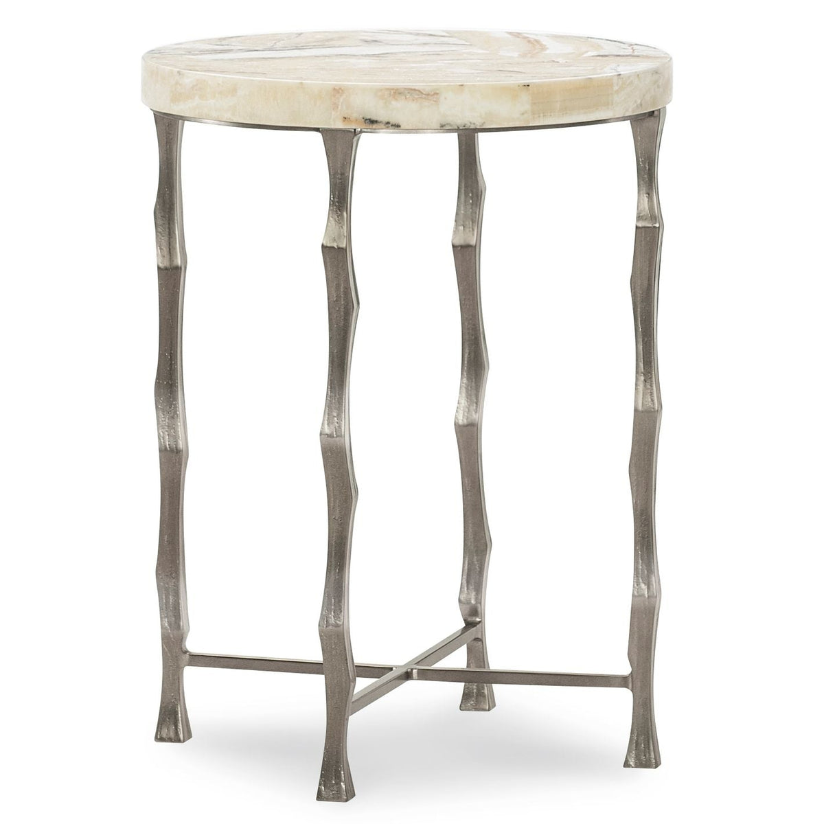 Margaritaville Mariner Spot Table in Onyx stone and champagne metal, primary product view