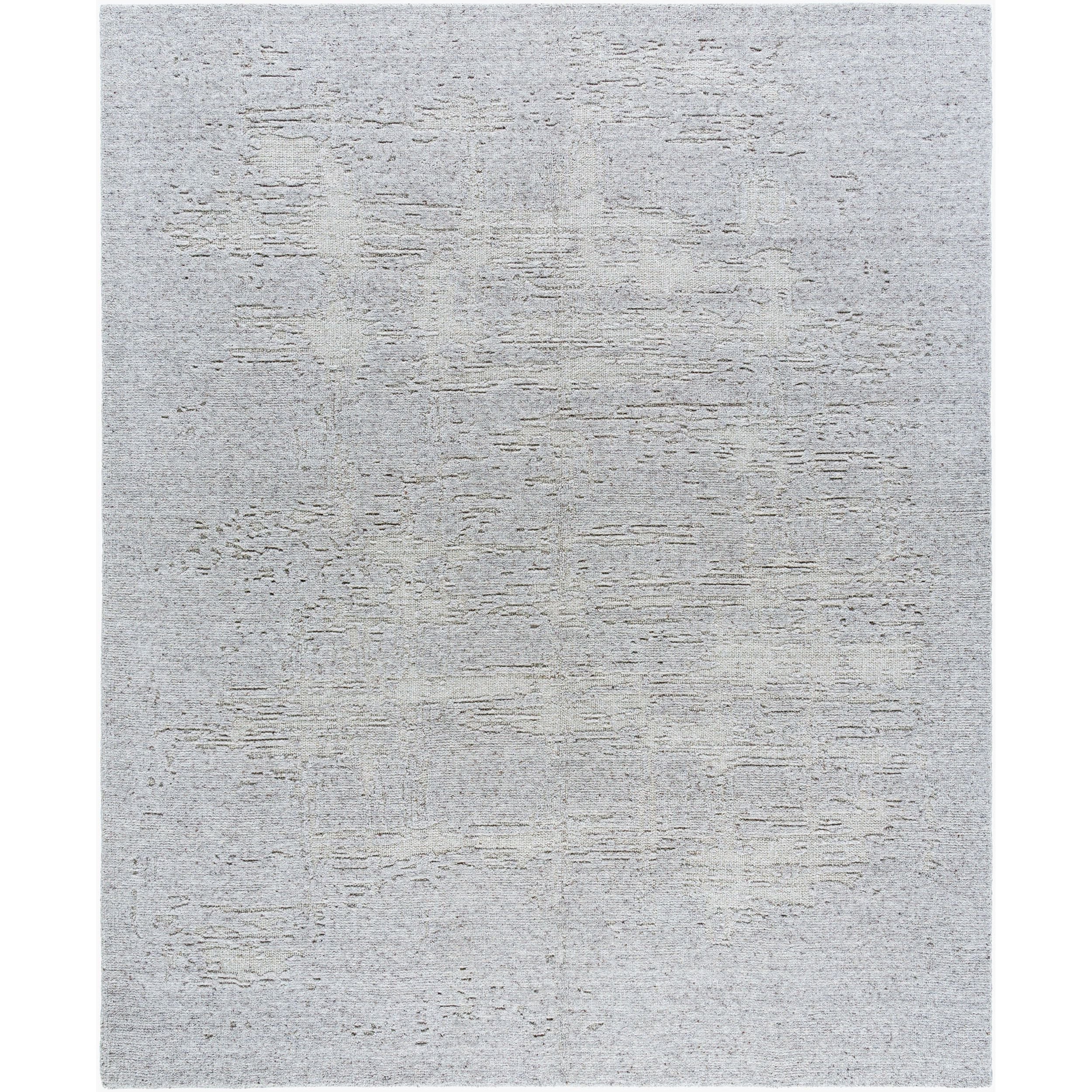 Surya Arbora AOB-2303 Hand Knotted Rug in wool and rayon, Silver, Ash, Dove Gray