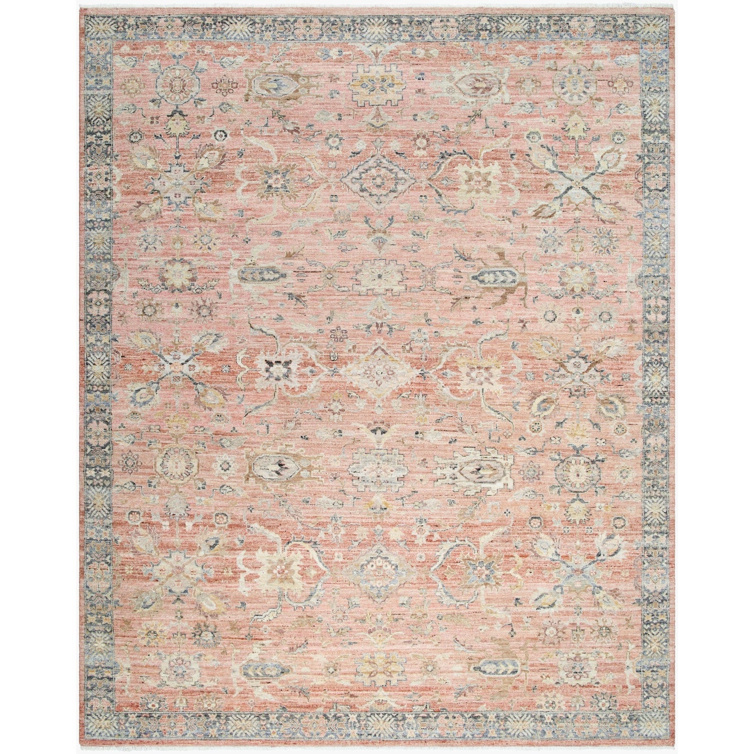 Surya Khorasan KHO-2302 Hand Knotted Rug shown flat displaying its blush hand knotted design