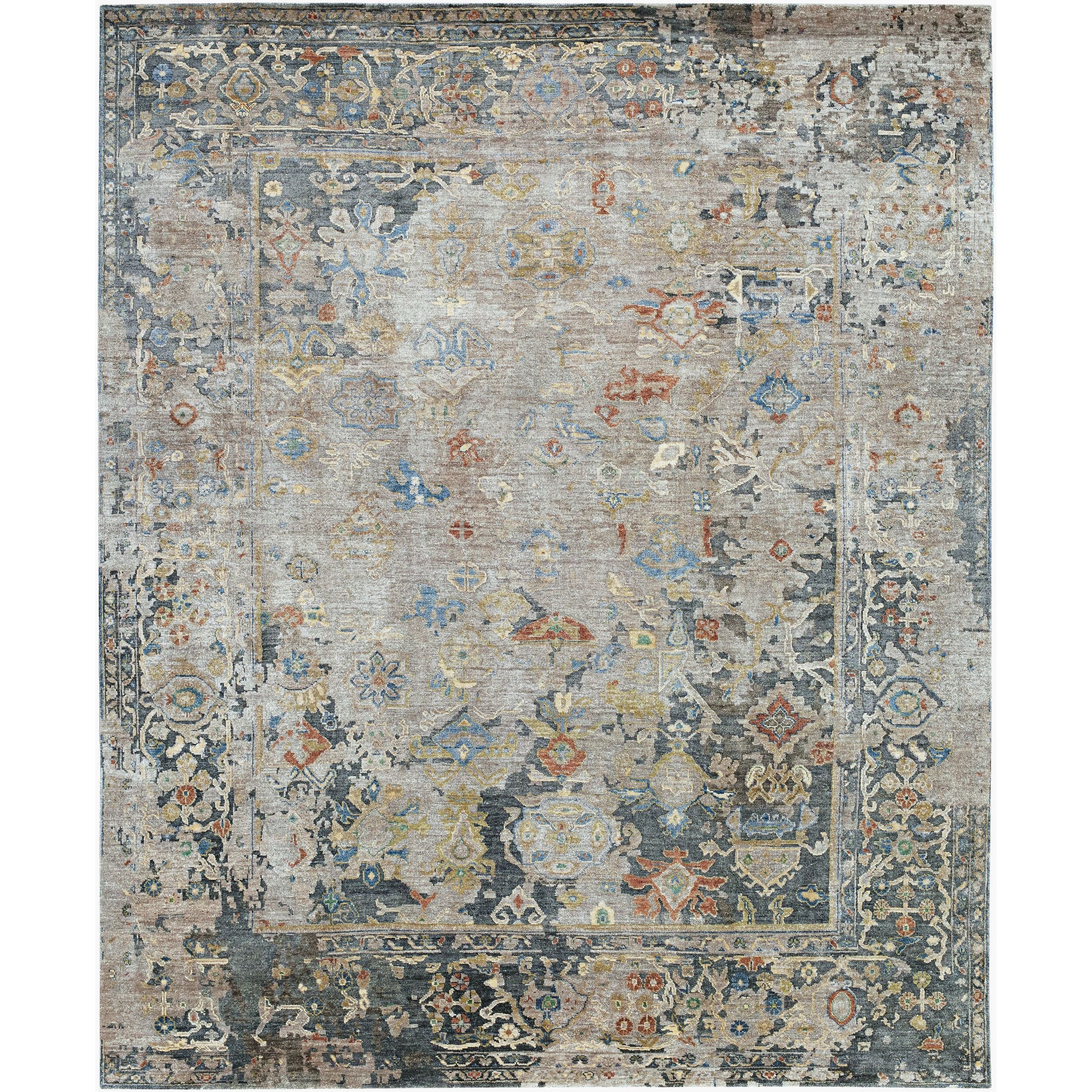 Surya Ghordes GHR-2300 Hand Knotted Rug in Olive, Beige, Dark Brown, Light Brown and Wheat