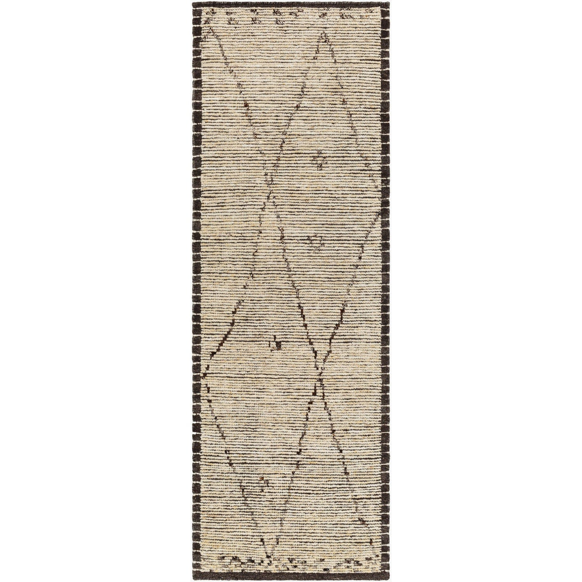 Surya Khyber KHY-2300 Hand Knotted Rug shown flat to display its black pattern