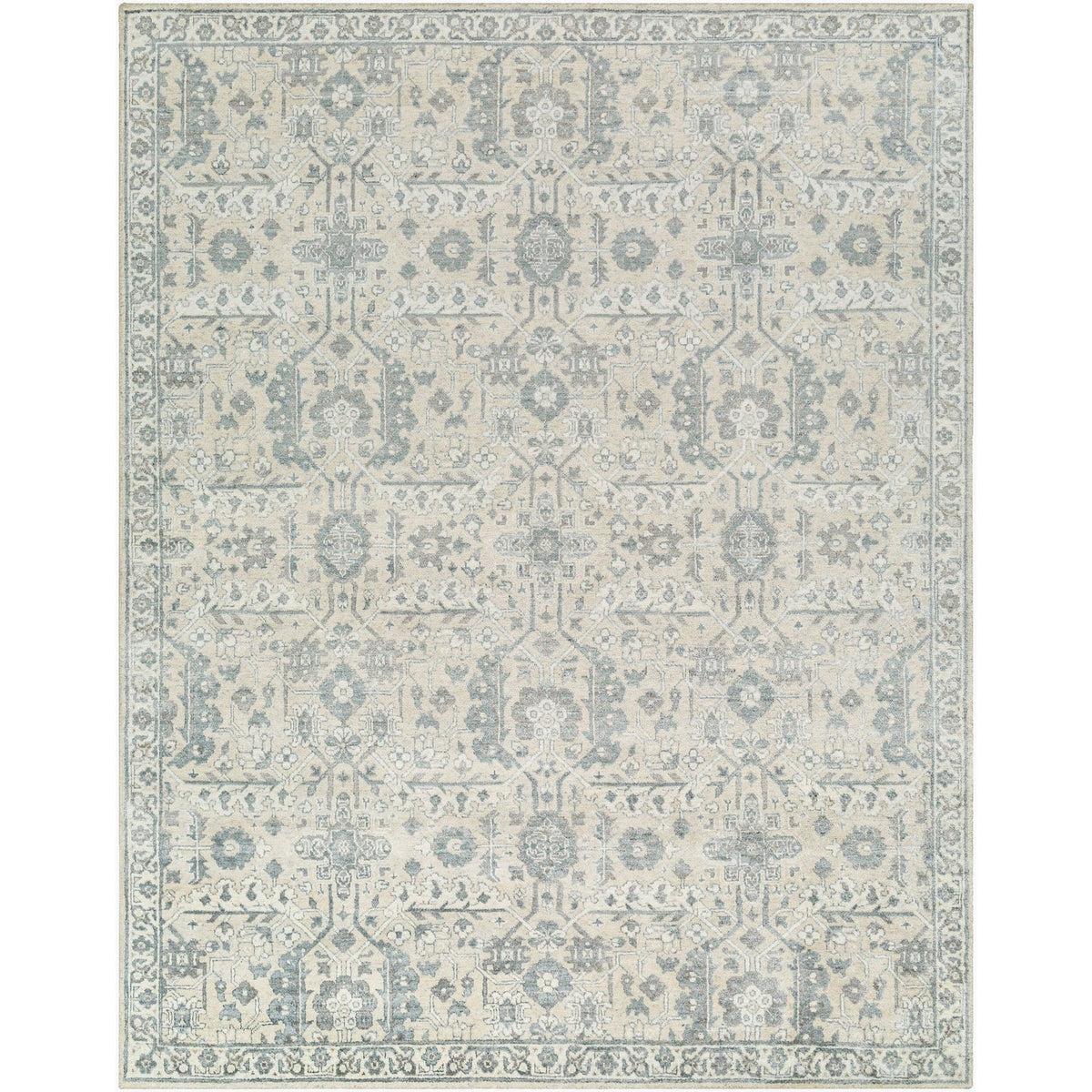 Surya Aleyna ANE-2300 Hand Knotted area rug in 65% Viscose, 35% Wool, shown in Light Blue, Cream, Light Gray