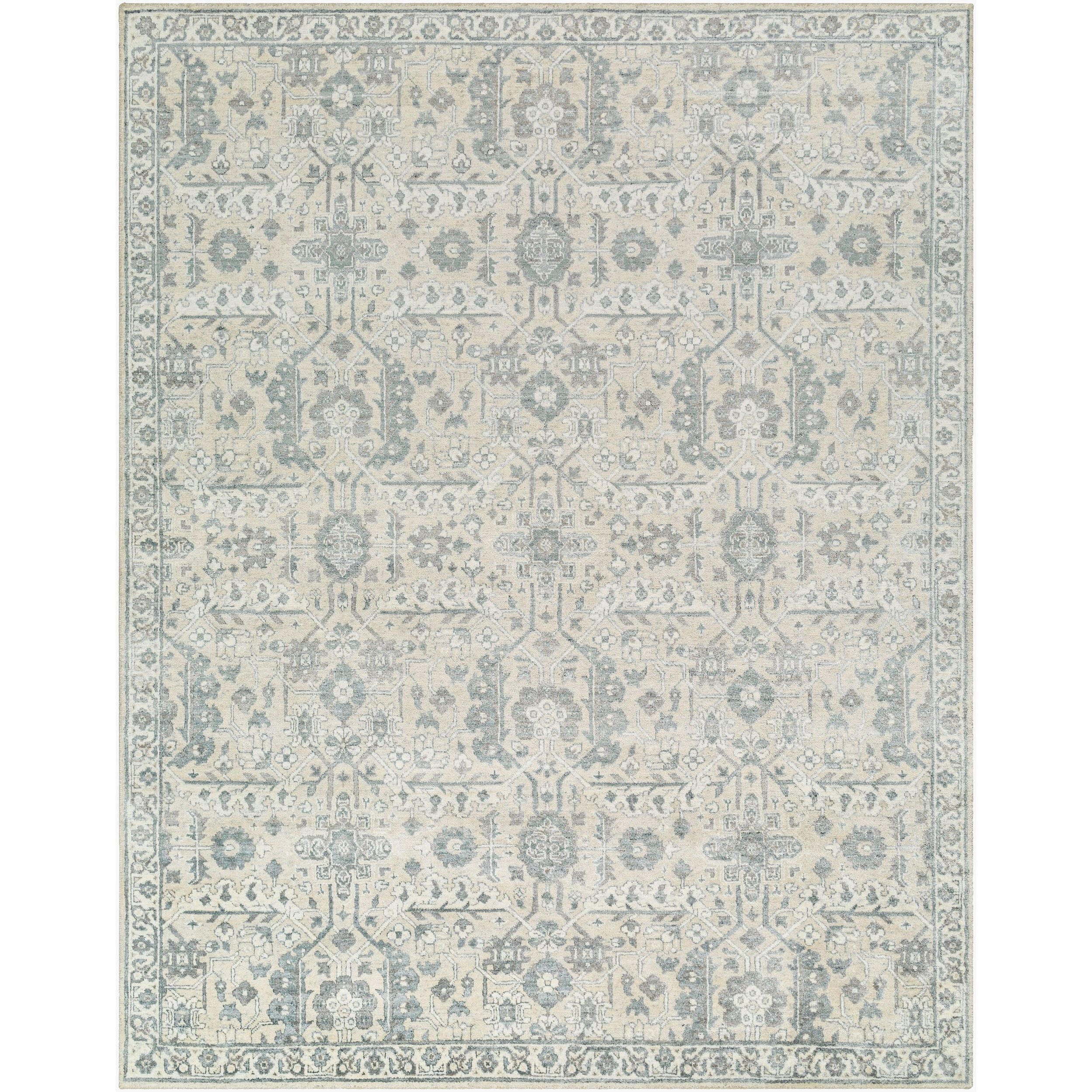 Surya Aleyna ANE-2300 Hand Knotted area rug in 65% Viscose, 35% Wool, shown in Light Blue, Cream, Light Gray