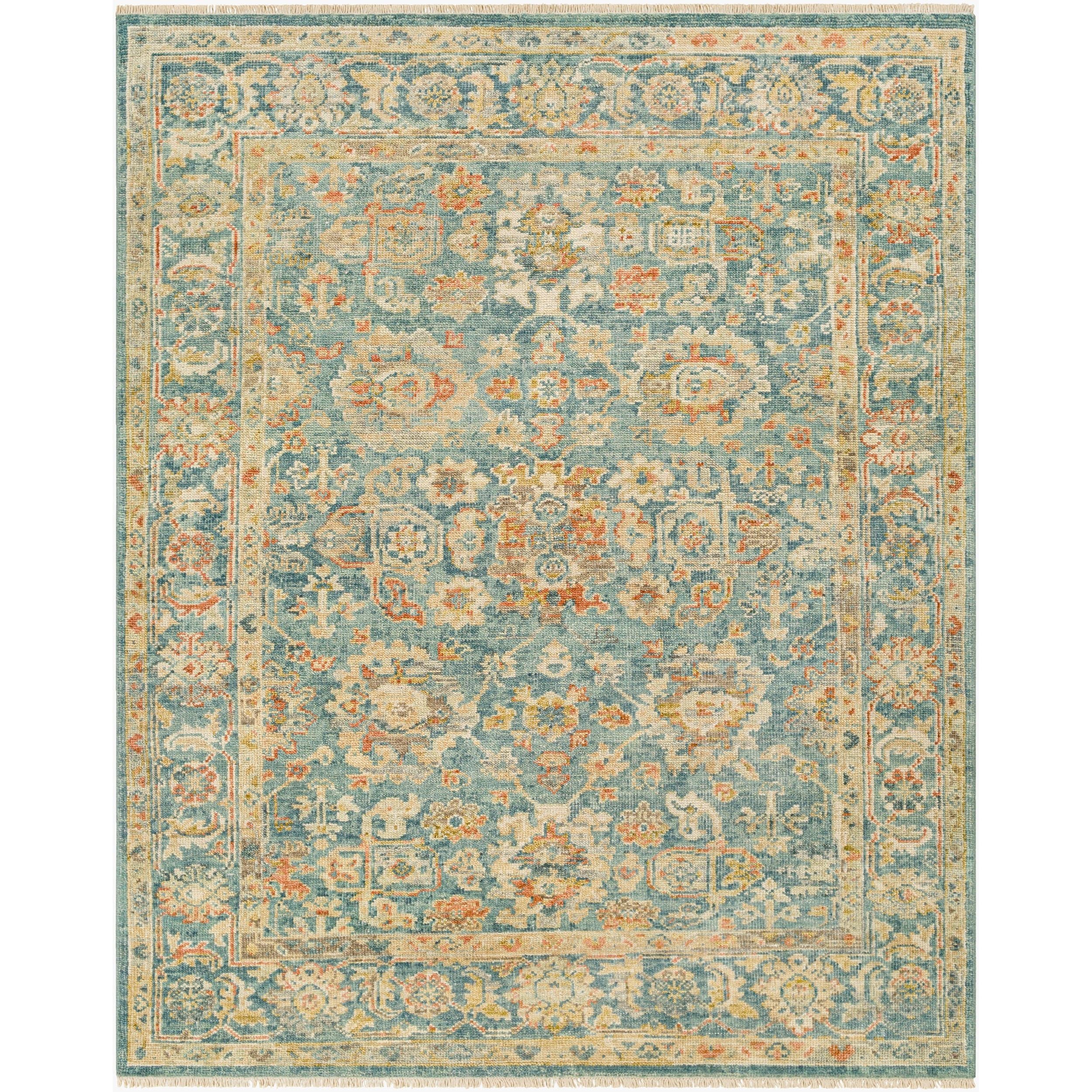 Surya Monterey MOY-2300 Hand Knotted Rug in Camel, Blue, Gray, Light Brown, Brown and Seafoam