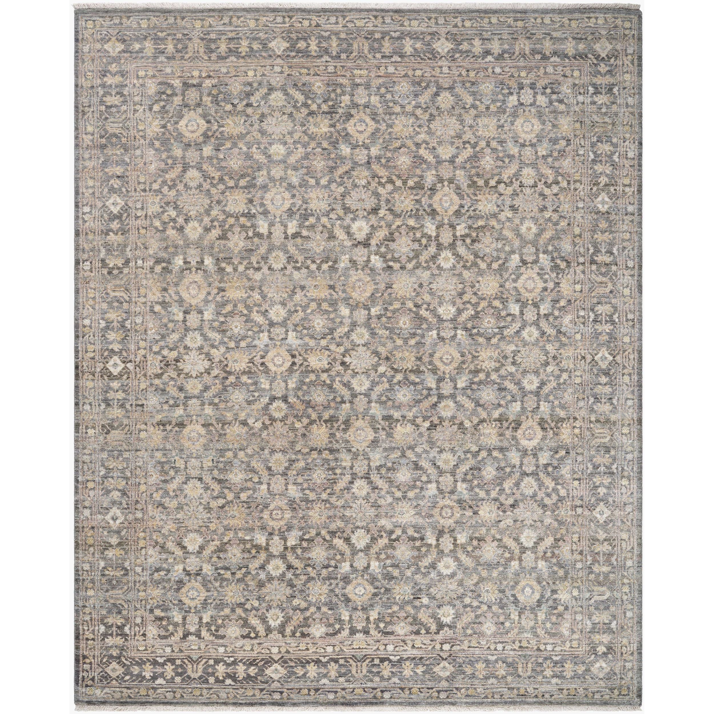 Surya Zeenat ZNT-2303 Hand Knotted Rug in taupe, charcoal and ivory