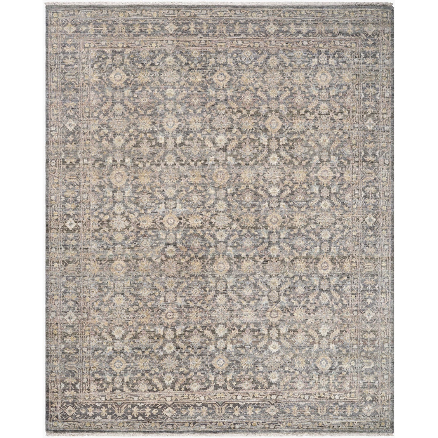 Surya Zeenat ZNT-2303 Hand Knotted Rug in taupe, charcoal and ivory
