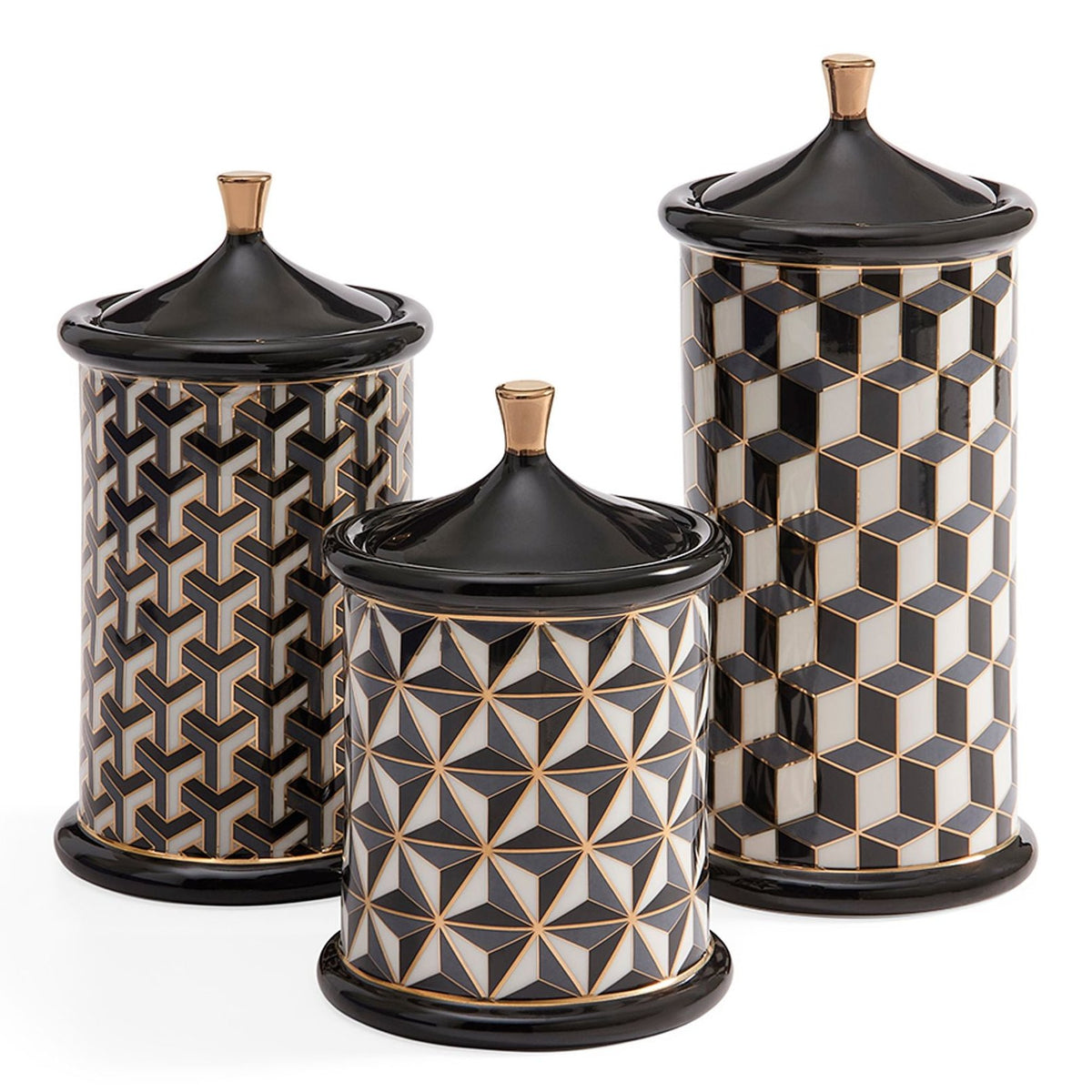 Jonathan Adler Versailles Small Canister, Black/White