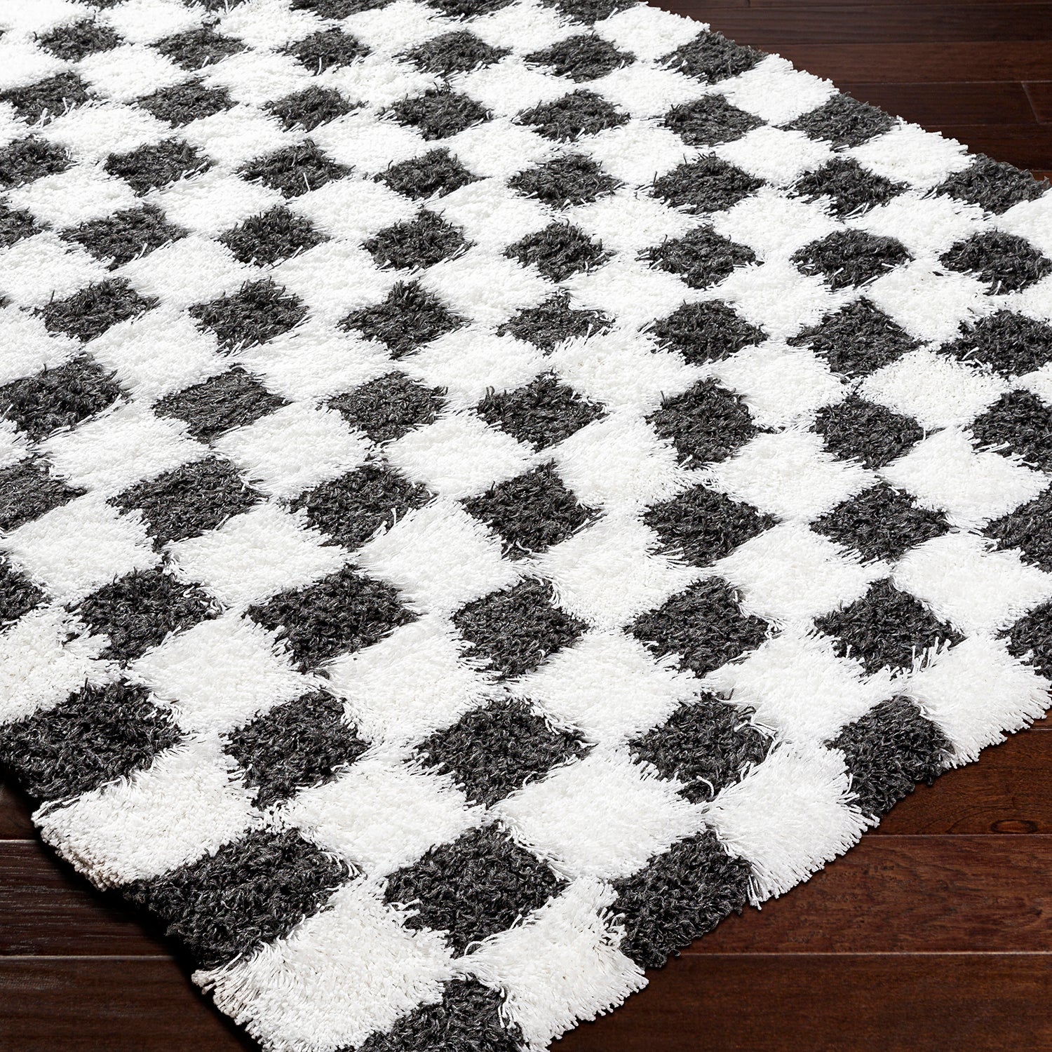 Livabliss Urban Shag Checker Machine Woven Rug