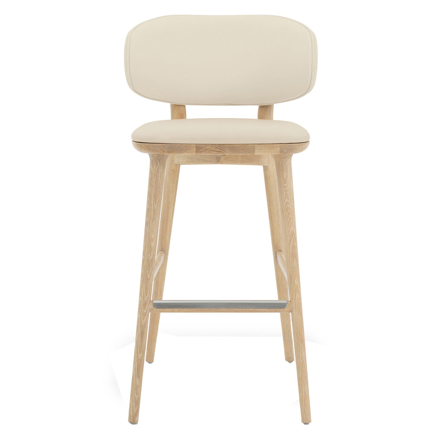 Detail of the foot-rail on the Interlude Home Soren Saddle Bar Stool Set of 2