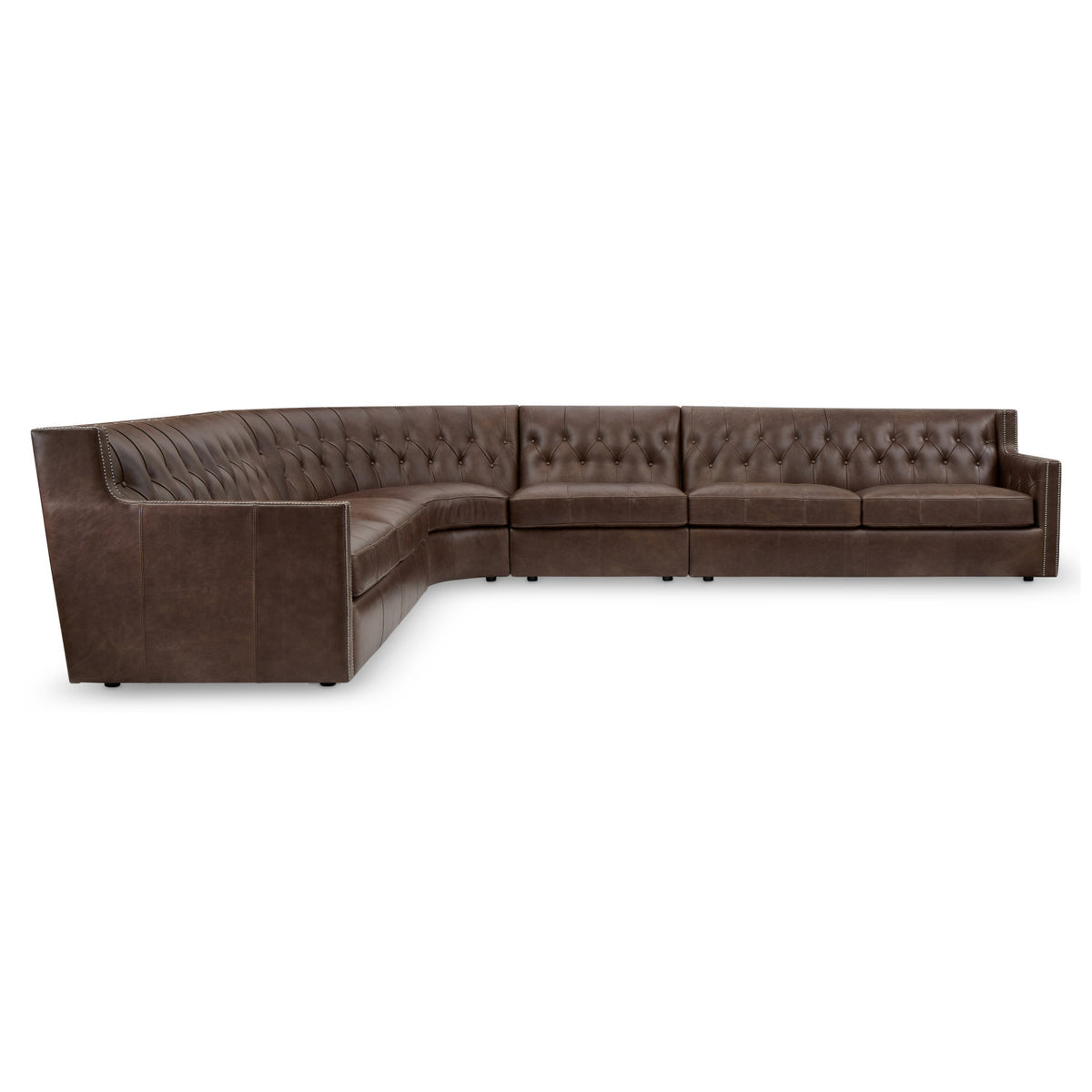 Bernhardt Candace 4 Piece Leather Sectional in Brown, back view