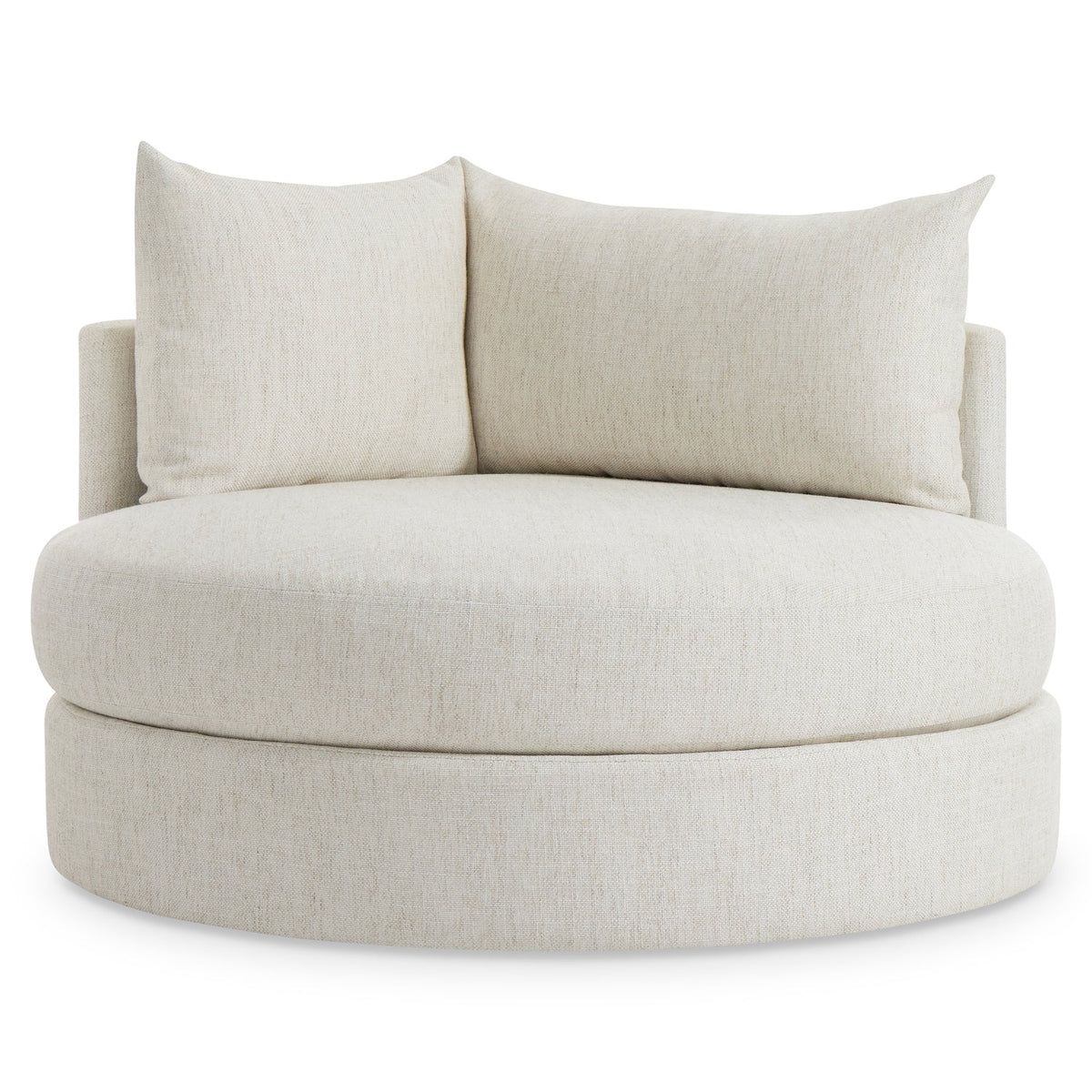 Bernhardt Living Ferris Fabric Swivel Chair in White, close-up detail