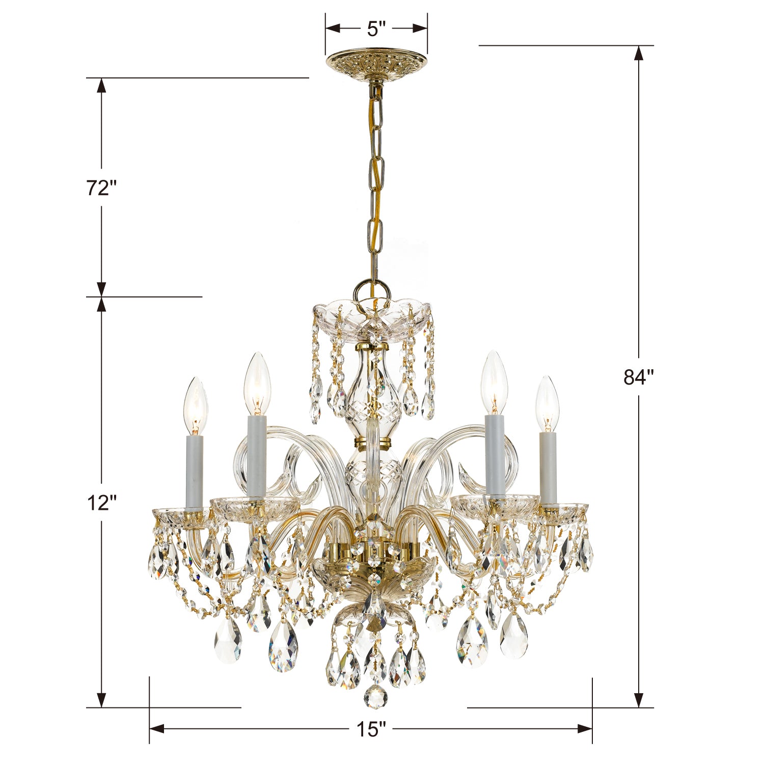 Crystorama Traditional Crystal 1005 5-Light Chandelier
