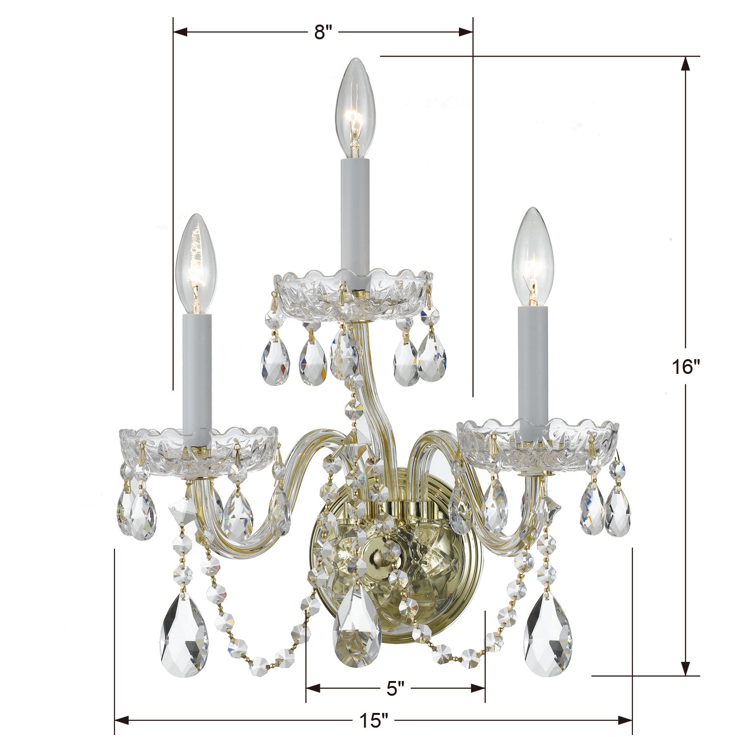 Crystorama Traditional Crystal 1033 3-Light Wall Sconce