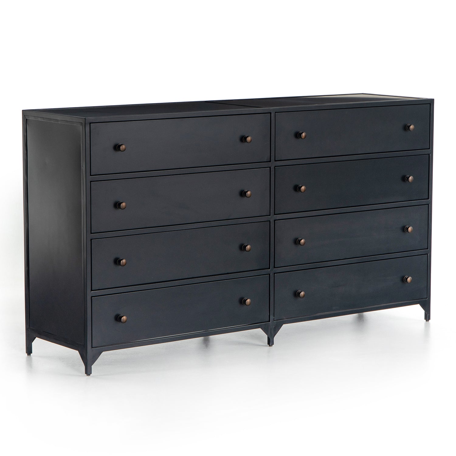 black dresser with white knobs Fern Marble Six Drawer contemporary look Black 6 Drawer Bedroom Dresser