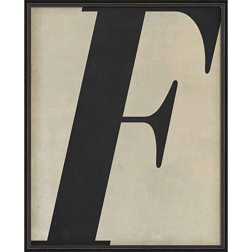 Letter F Black on White Framed Print