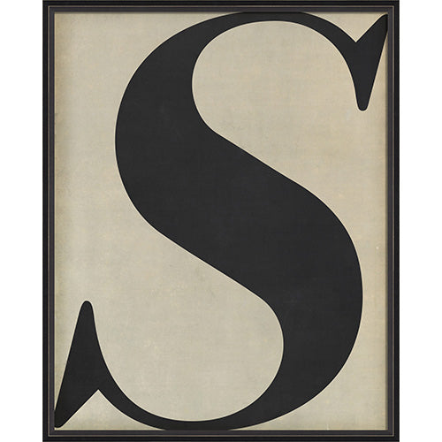Letter S Black on White Framed Print