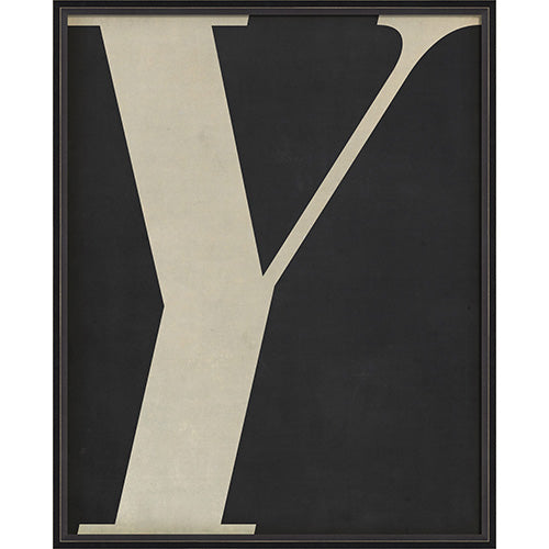Letter Y White on Black Framed Print