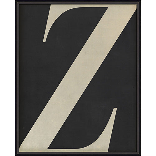 Letter Z White on Black Framed Print