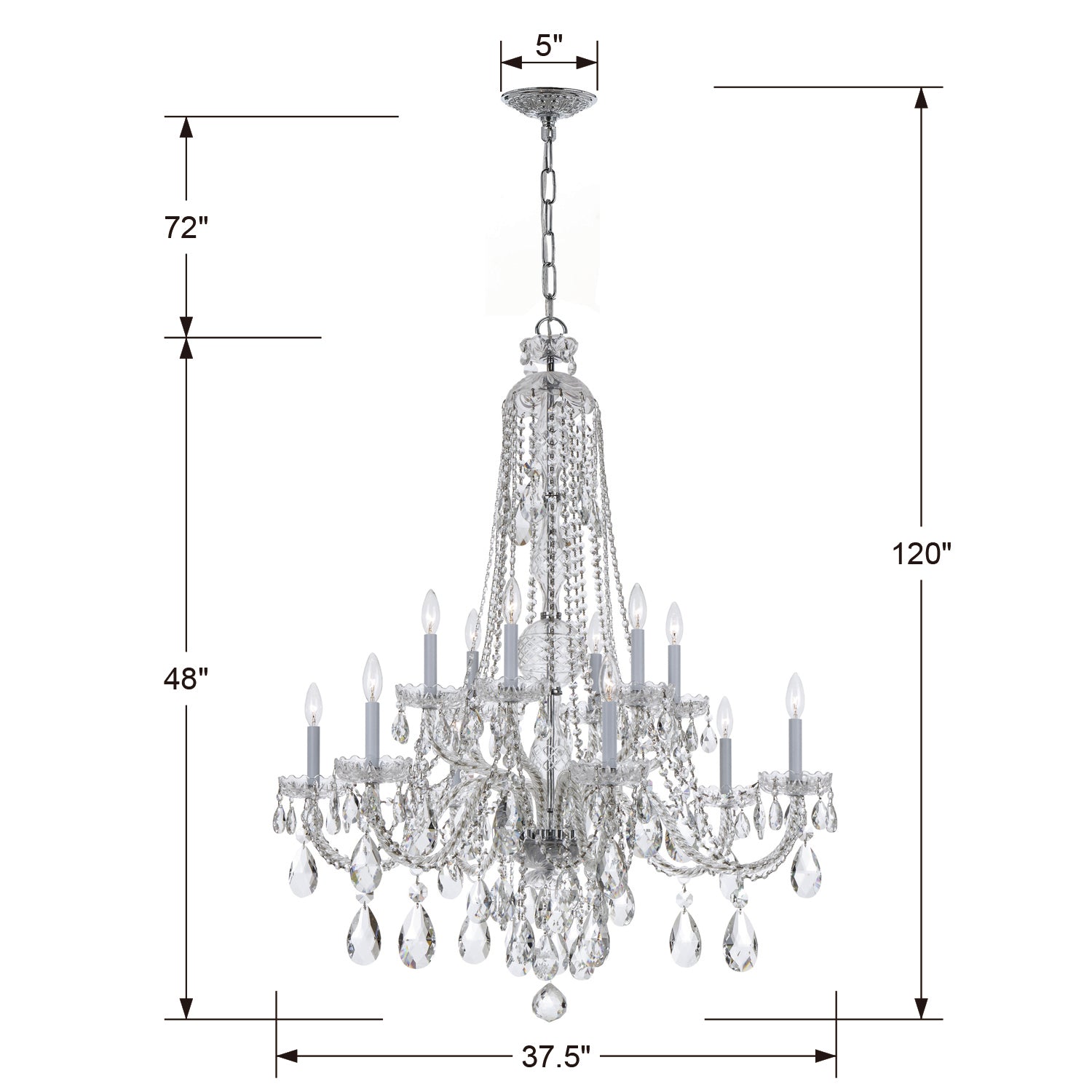 Crystorama Traditional Crystal 1112 12-Light Chandelier