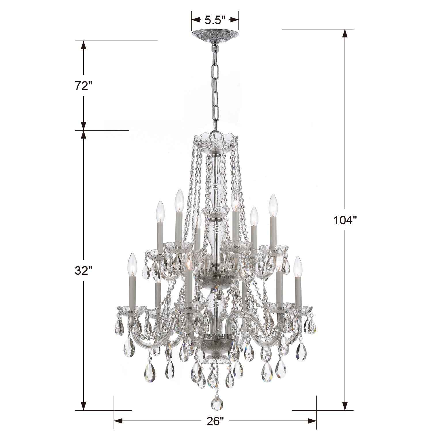 Crystorama Traditional Crystal 1137 12-Light Chandelier