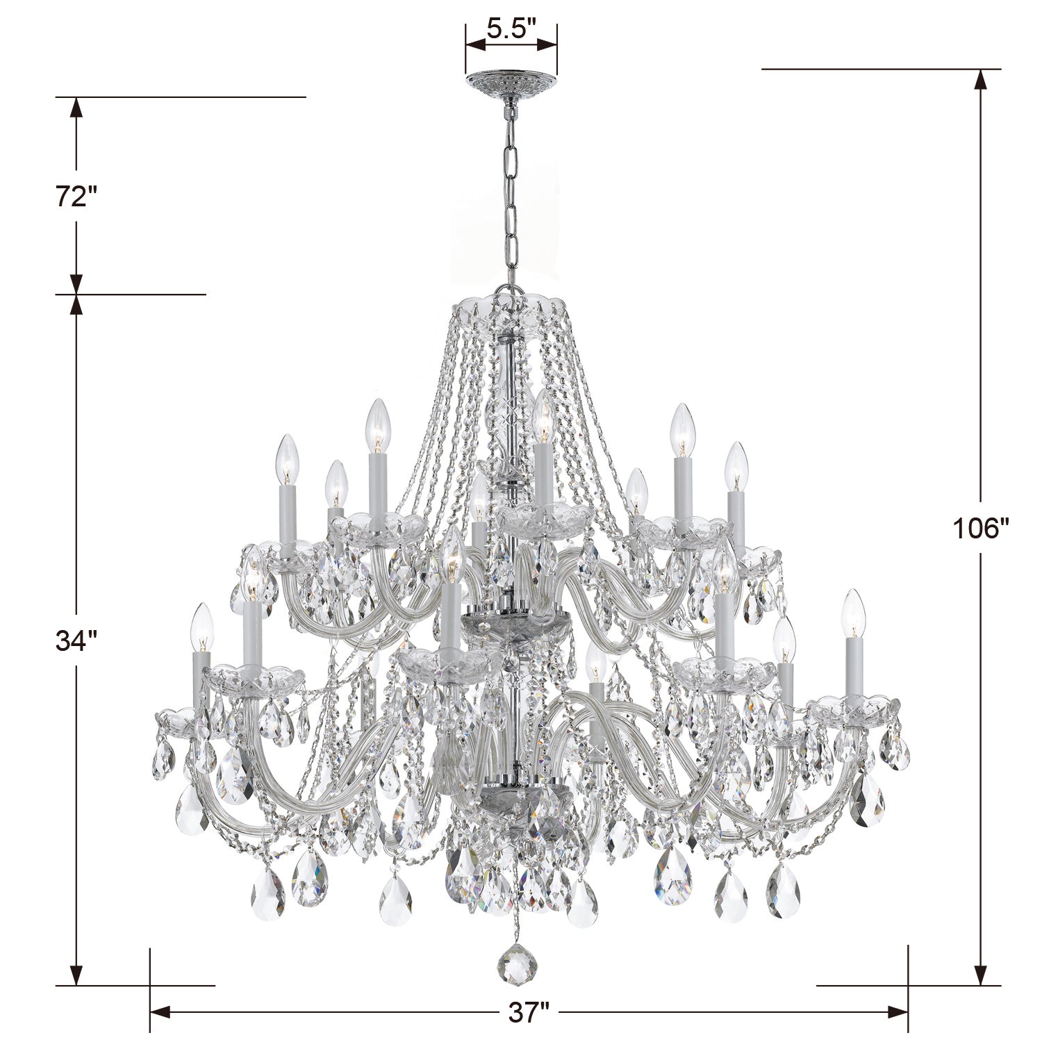 Crystorama Traditional Crystal 1139 16-Light Chandelier