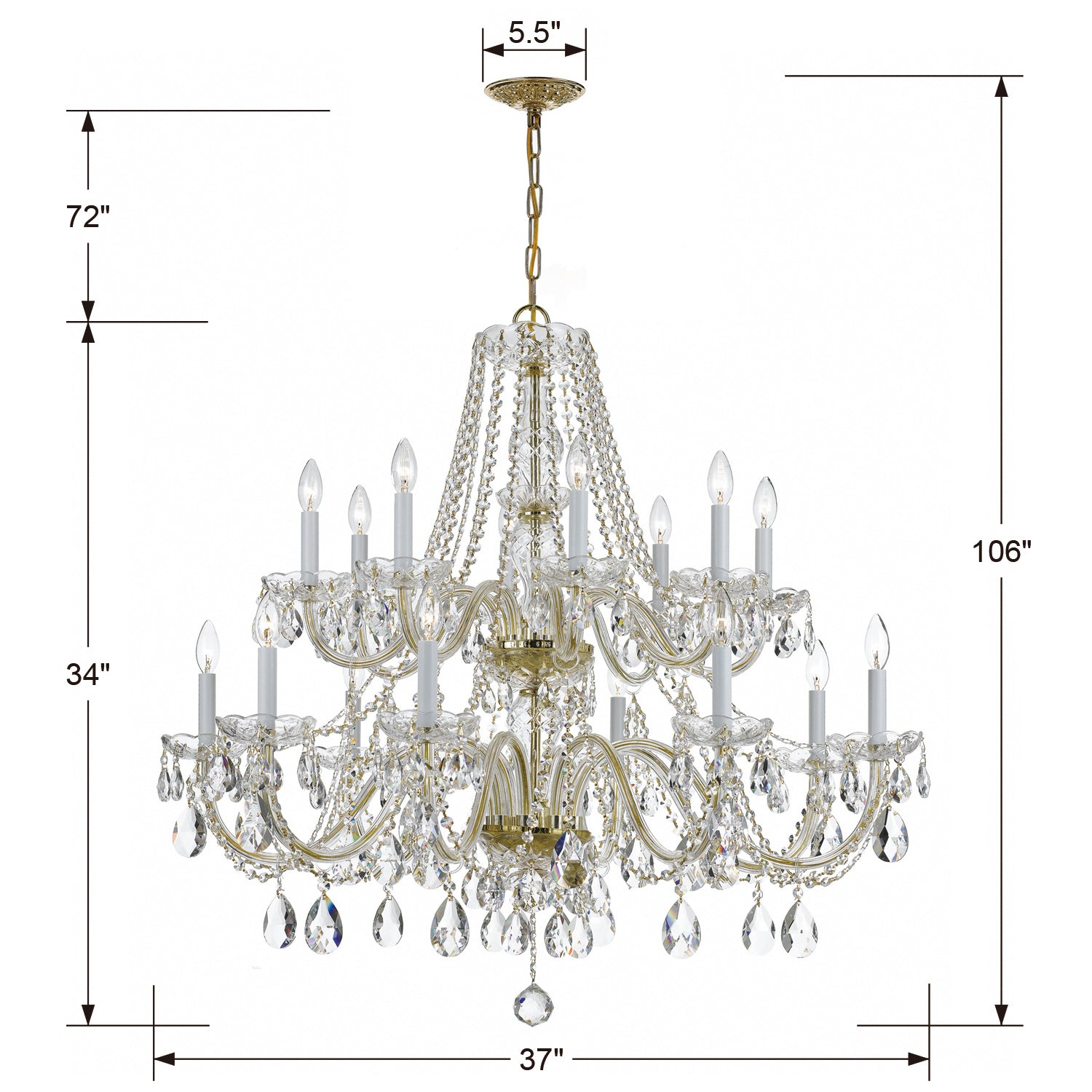 Crystorama Traditional Crystal 1139 16-Light Chandelier