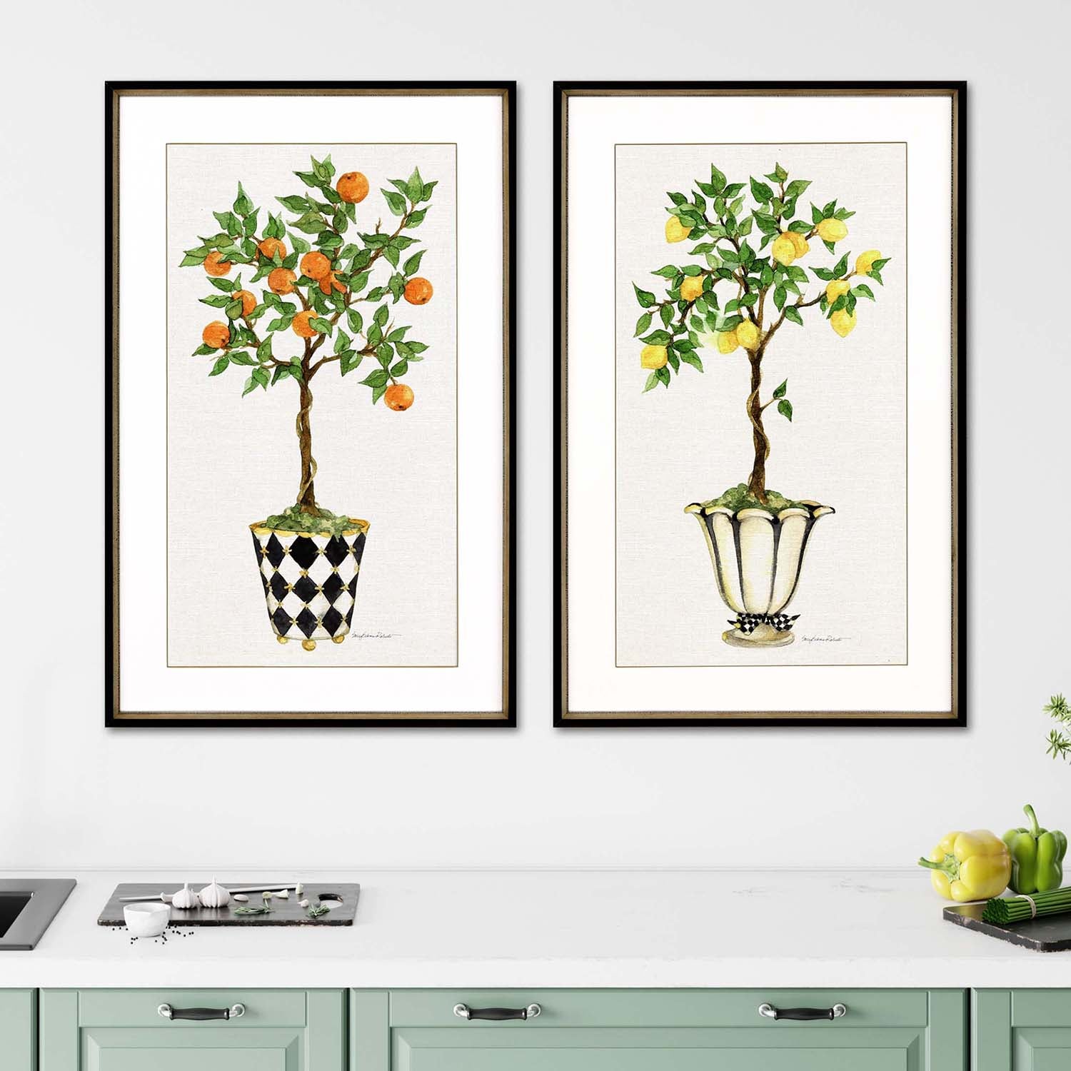 Roberts Fruit Topiary Framed Art Set of 2