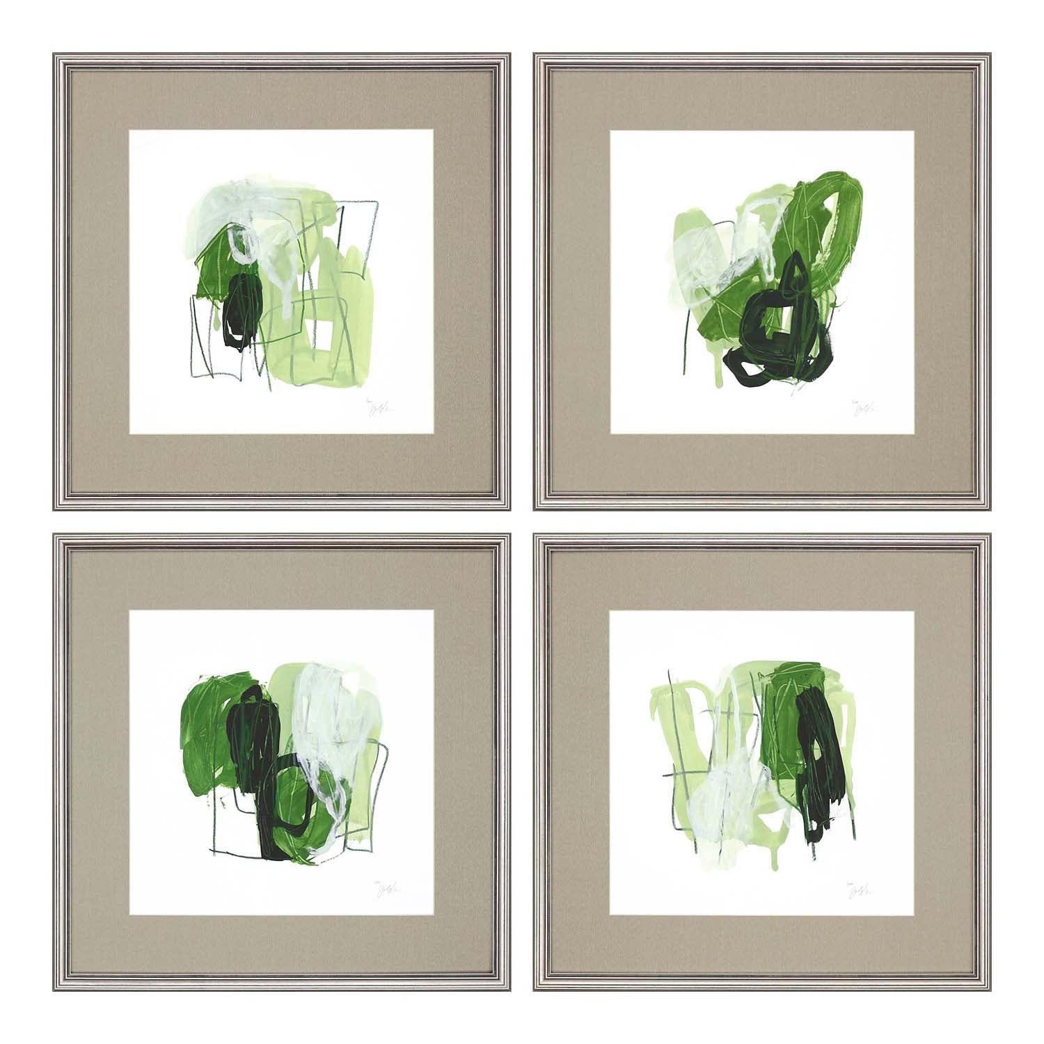 Vess Jade Schematic Framed Art Set of 4