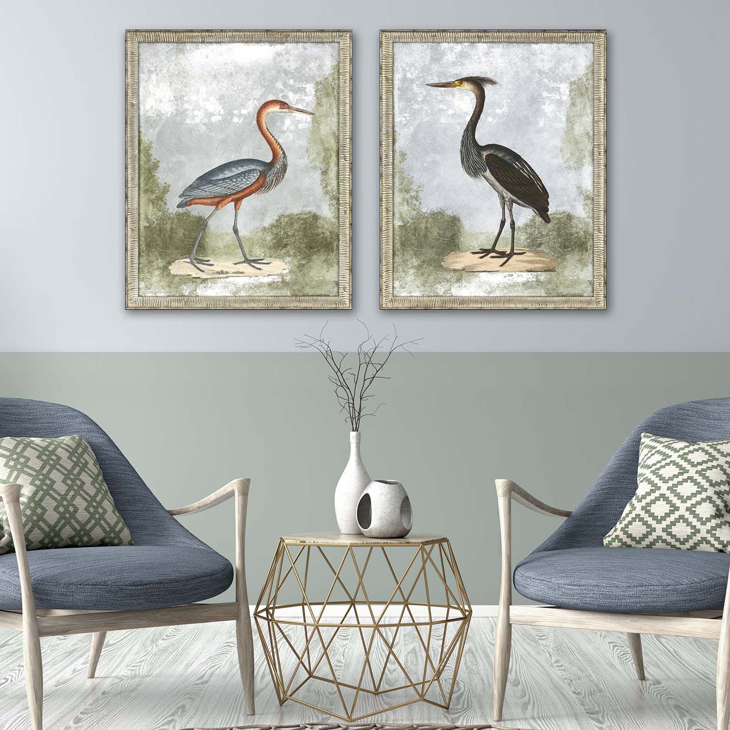 Inspire Studio Cranes II Framed Art Set of 2