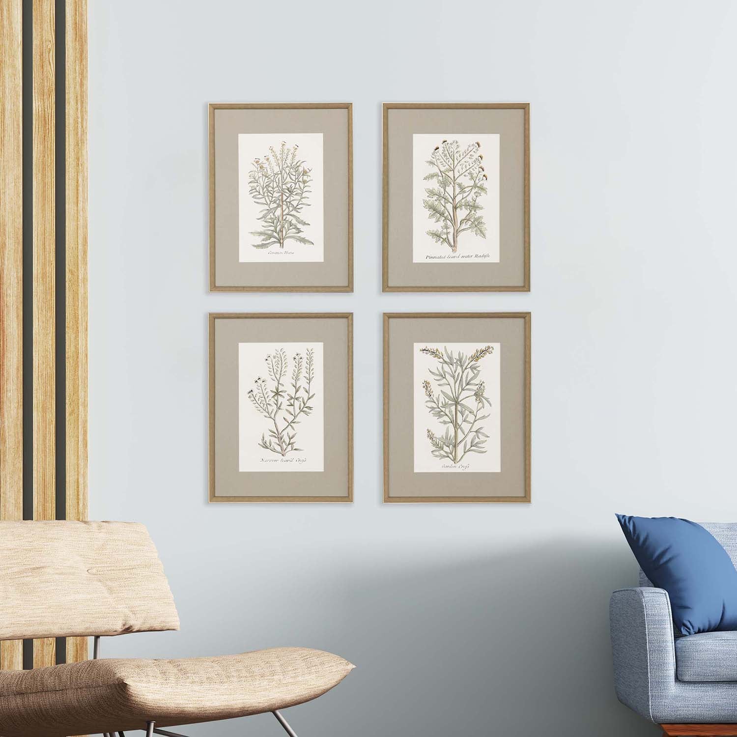 Giclee Studio Botanical Plants Framed Art Set of 4