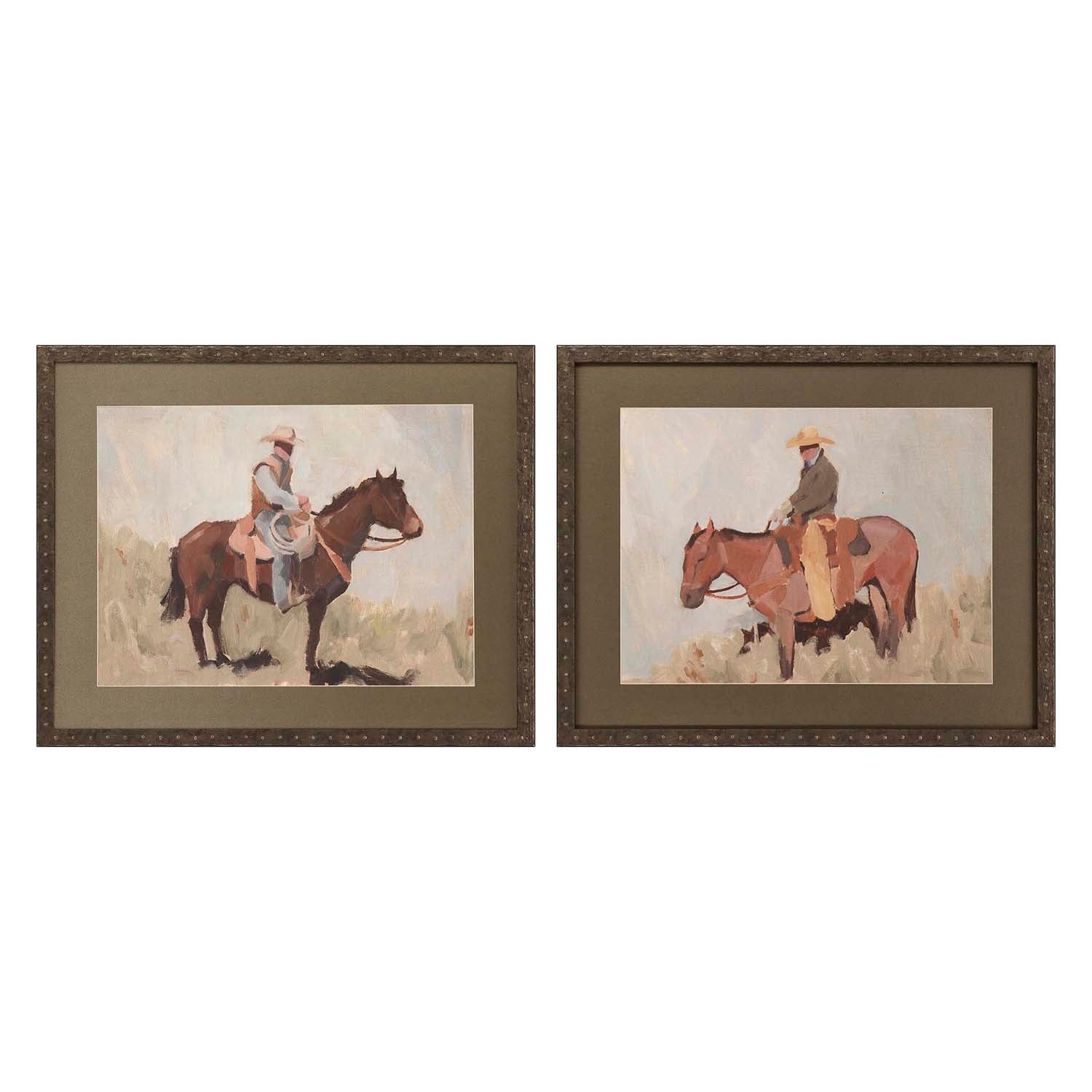 Green Ranch Hand Framed Art Set of 2