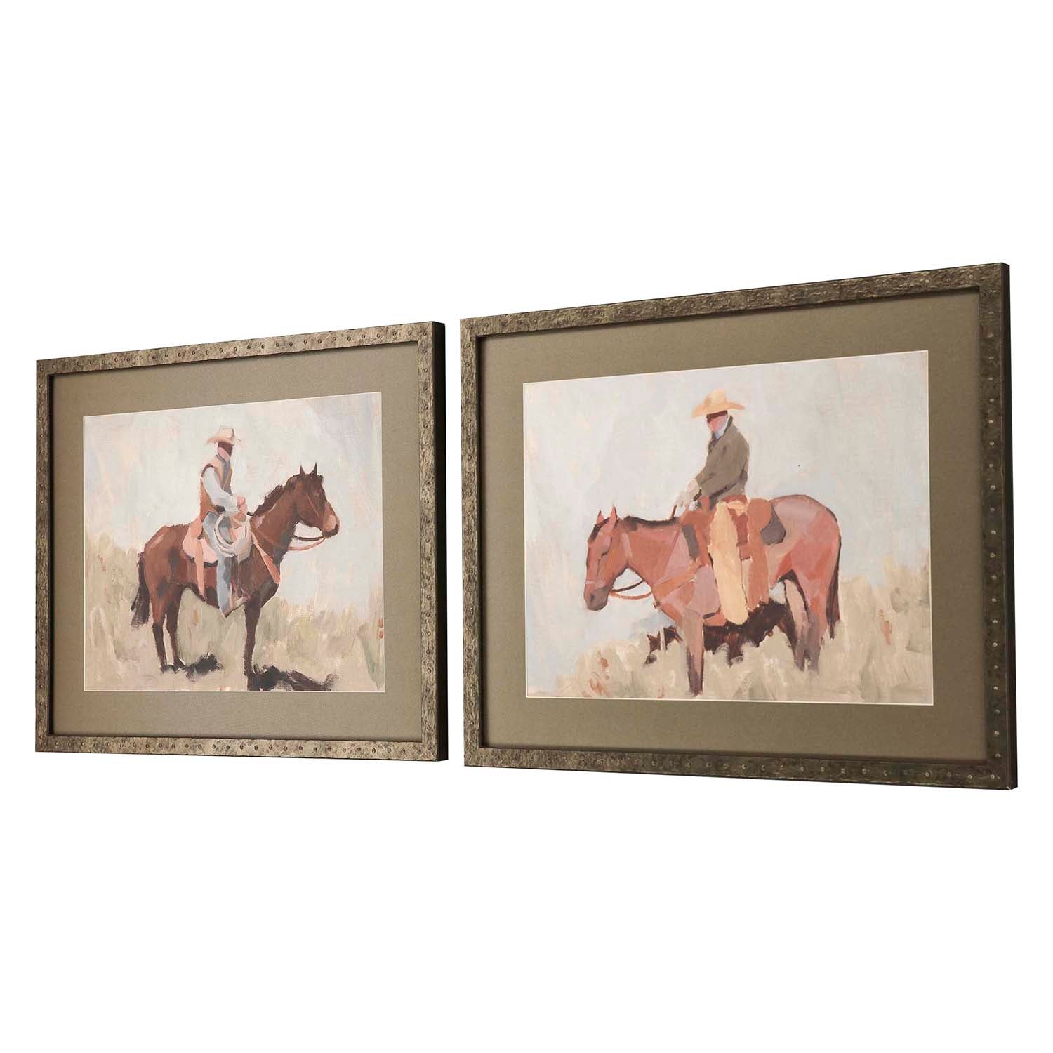 Green Ranch Hand Framed Art Set of 2